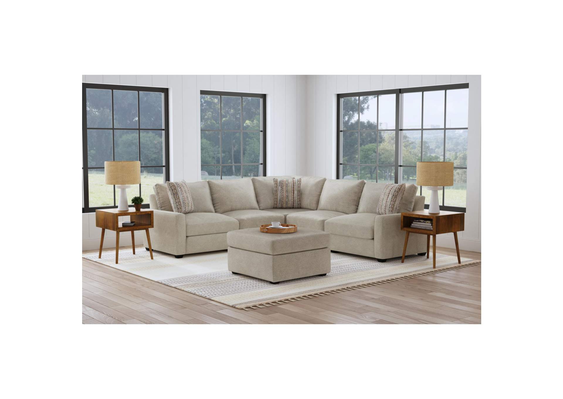 Select Modular 6 Piece Sectional Set In United Light Grey With Pillows In Level Jewelry image 1