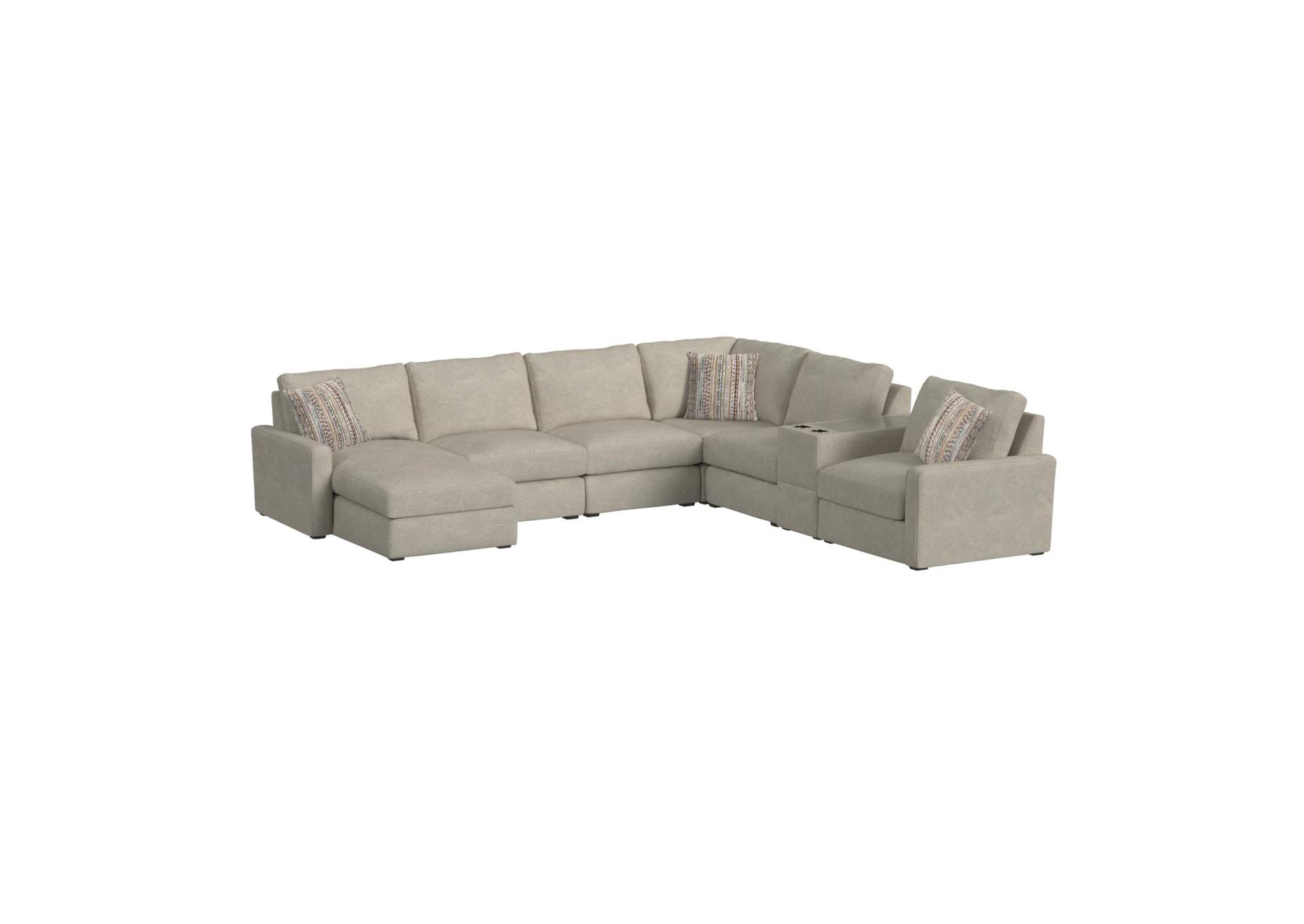 Select Modular 8Pc Sectional Set With Left Hand Facing Chaise In United Light Grey With Pillows In Level Jewelry image 3