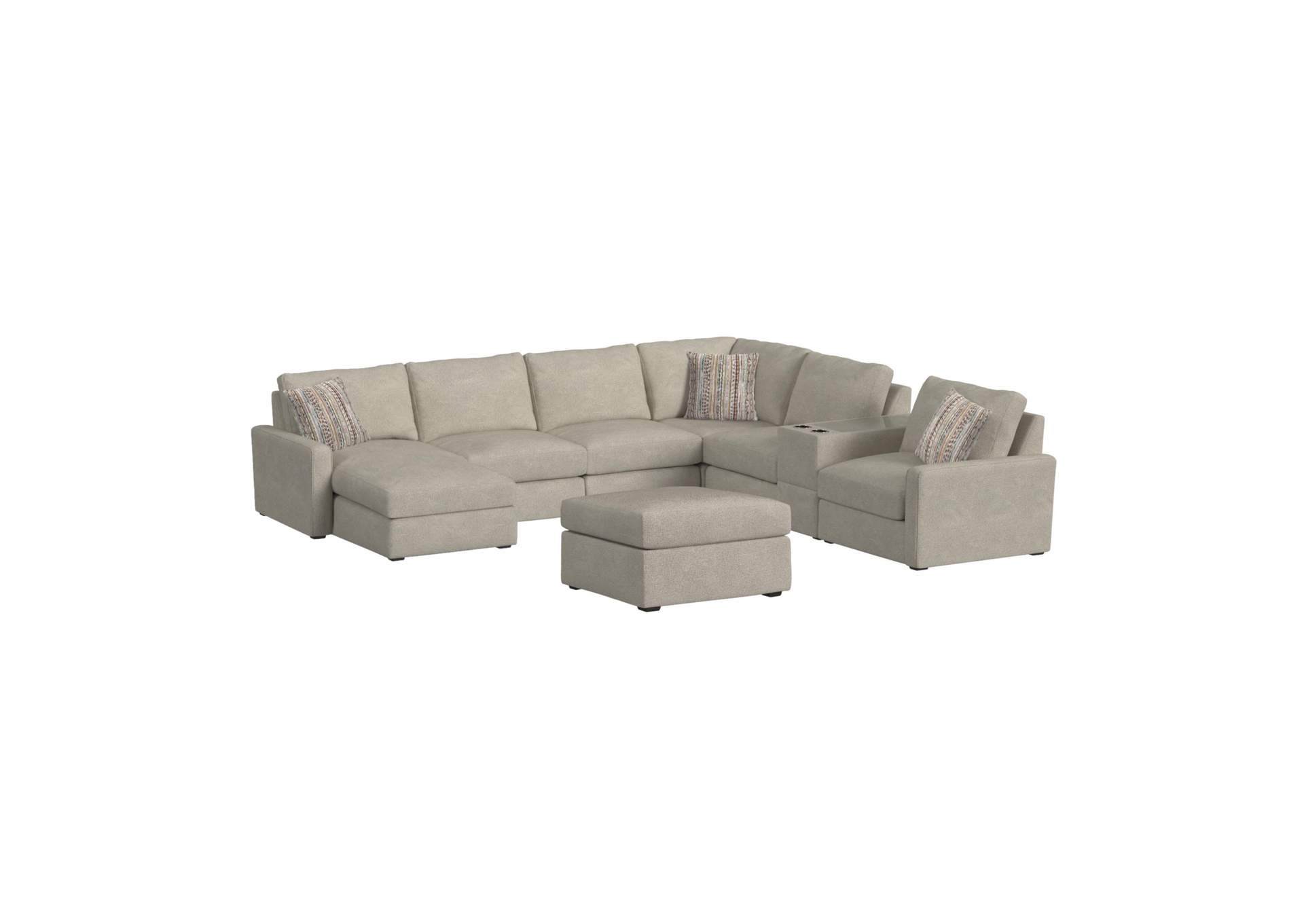 Select Modular 8Pc Sectional Set With Left Hand Facing Chaise In United Light Grey With Pillows In Level Jewelry image 5