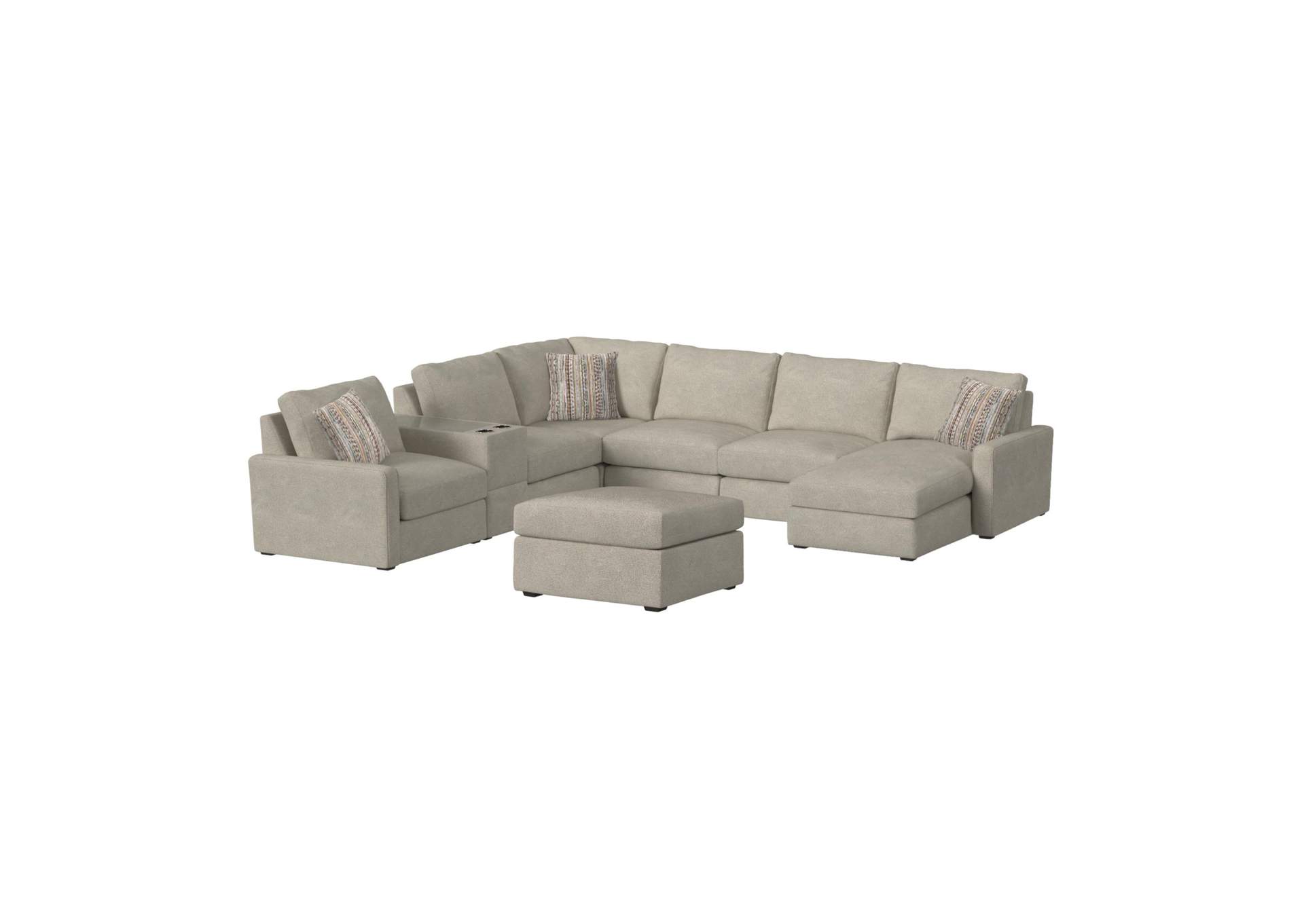 Select Modular 8Pc Sectional Set With Right Hand Facing Chaise In United Light Grey With Pillows In Level Jewelry image 5