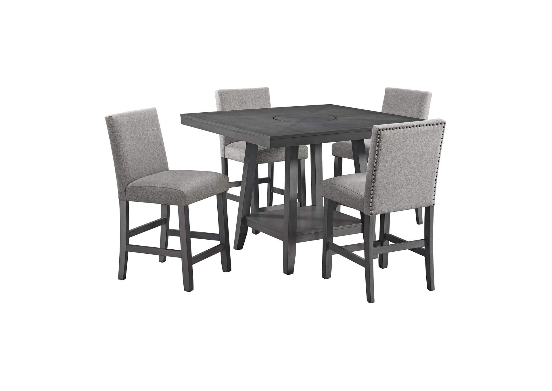 Seneca 5 Piece Counter Height Dining Set In Grey - Table And Four Chairs