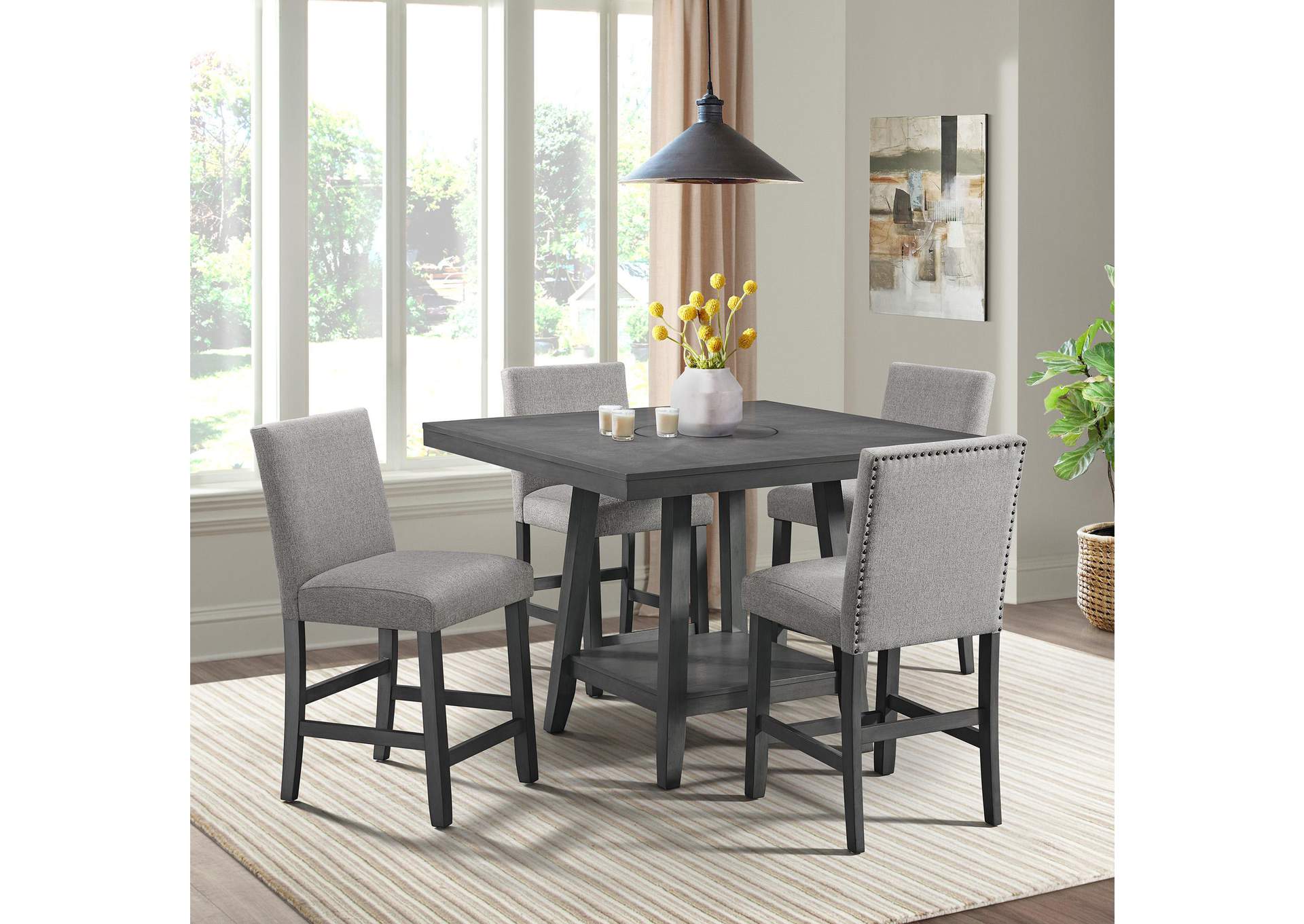 Seneca Counter Side Chair With Grey Fabric In Grey 2 Per Carton image 1