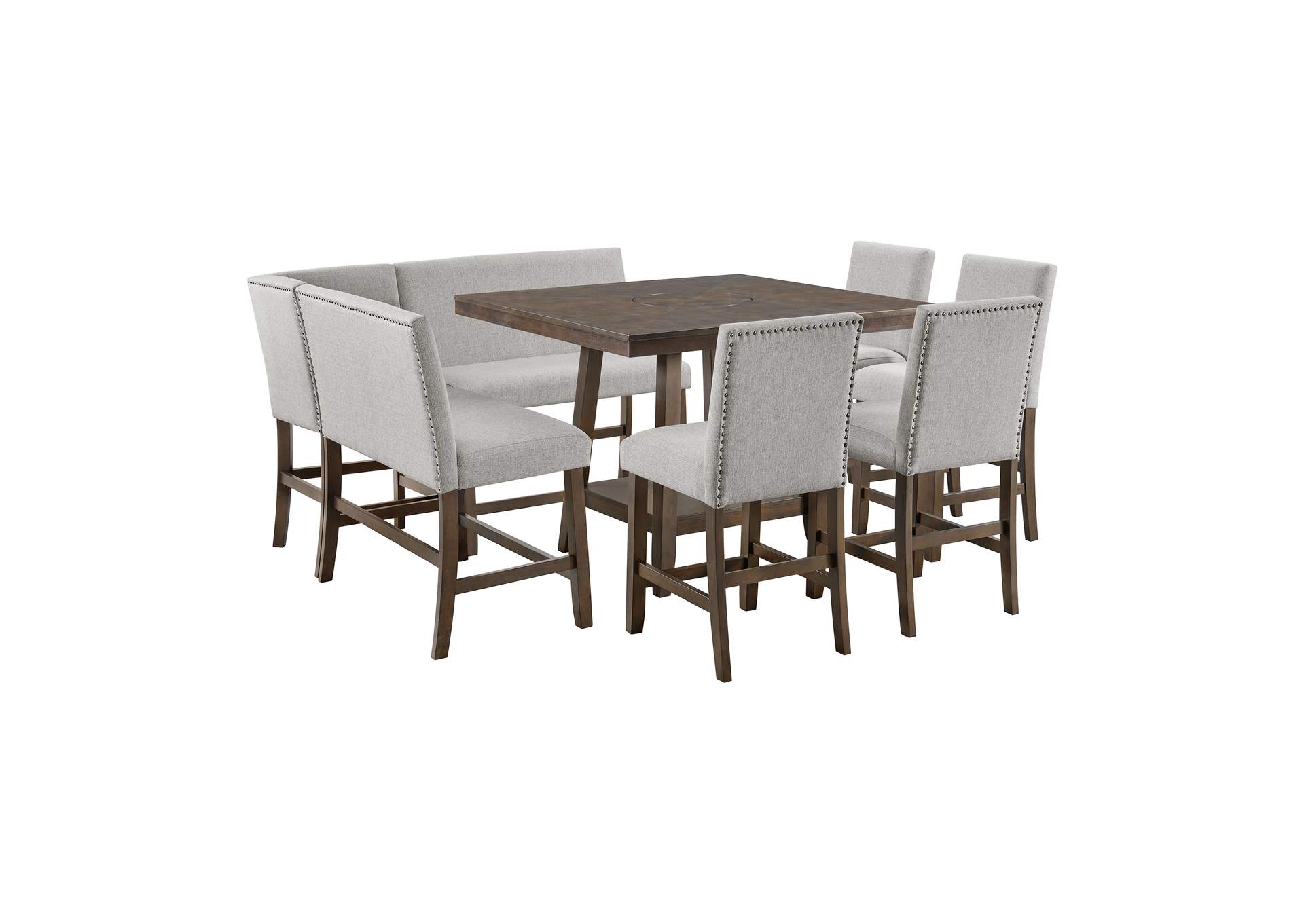 Seneca 8Pc Counter Height Dining Set In Brown - Table Four Chairs And Complete Bench image 18