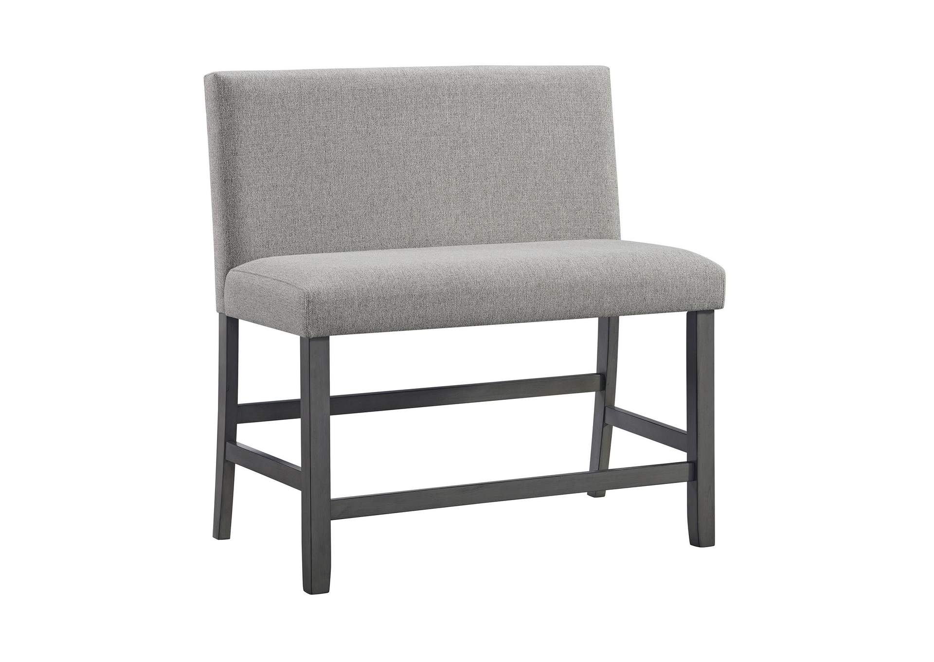 Seneca Counter Bench With Upholstered Back And Grey Fabric In Grey image 8