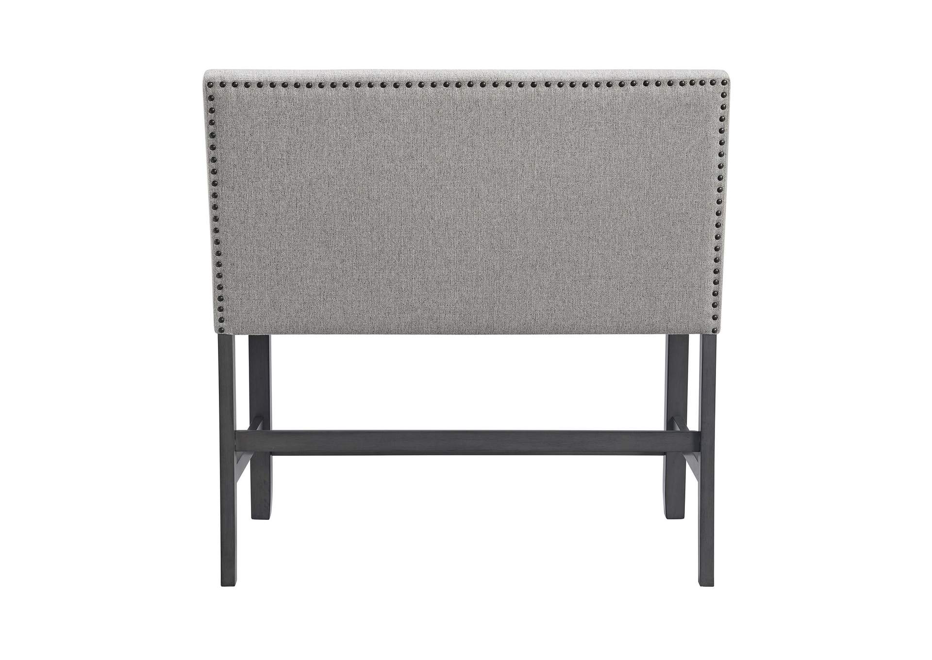 Seneca Counter Bench With Upholstered Back And Grey Fabric In Grey image 10