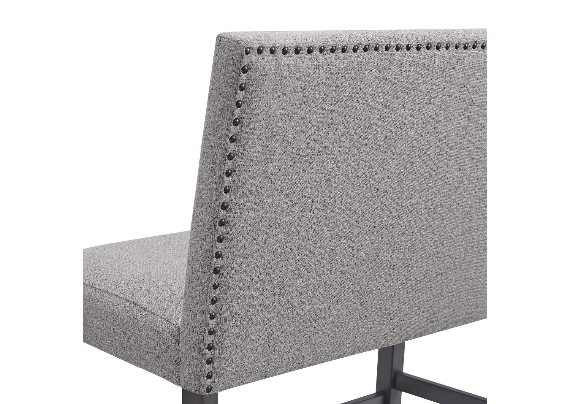 Seneca Counter Bench With Upholstered Back And Grey Fabric In Grey image 3