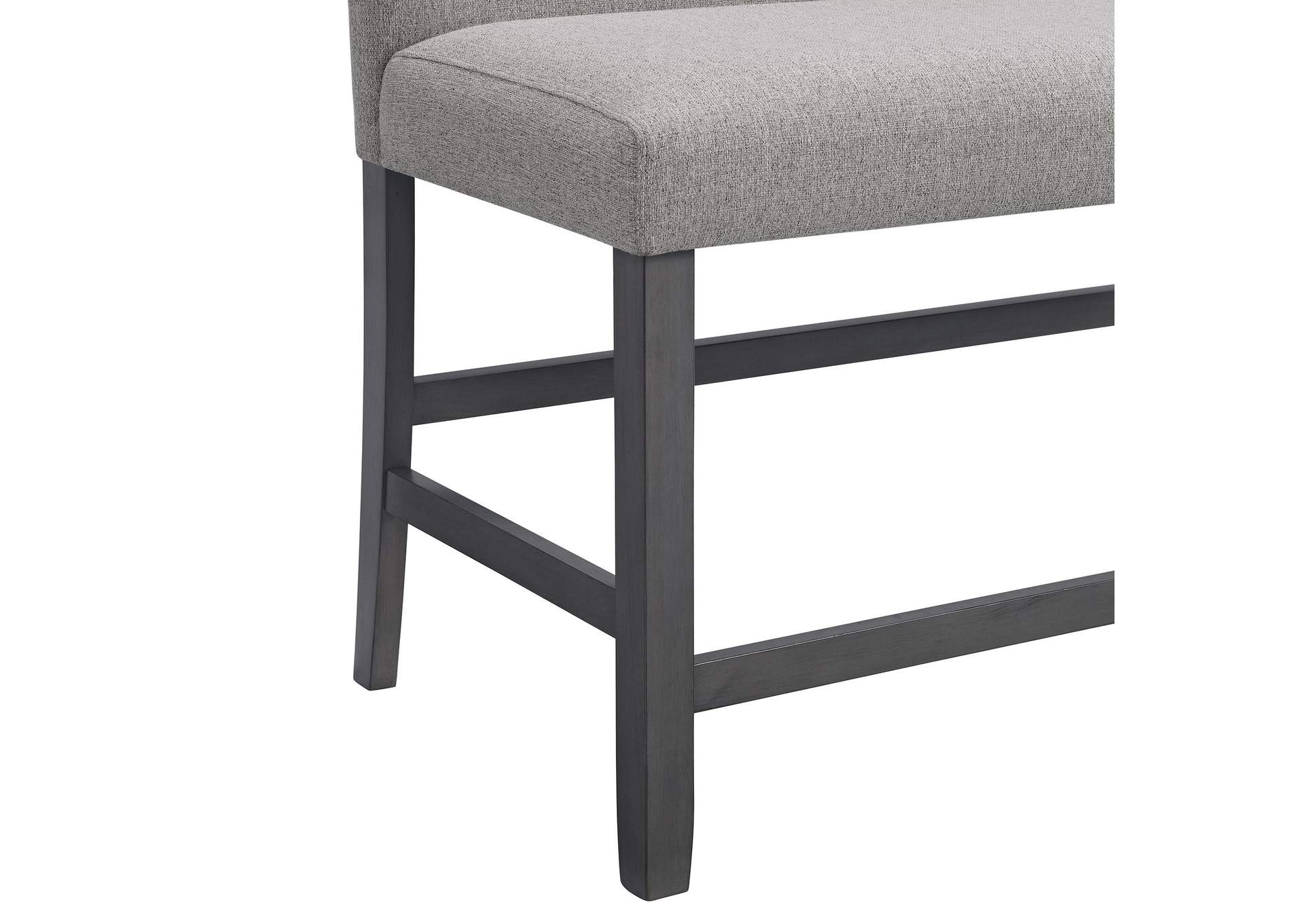 Seneca Counter Bench With Upholstered Back And Grey Fabric In Grey image 4