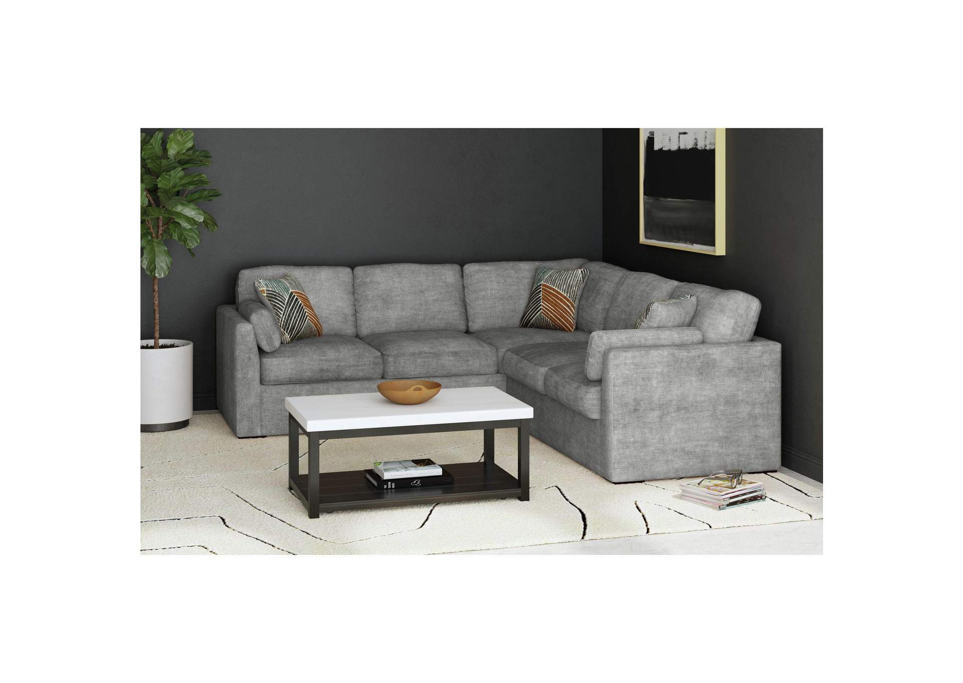 Shamrock Right Hand Facing Loveseat In Branca Iron With 1 Pillow 19 image 1