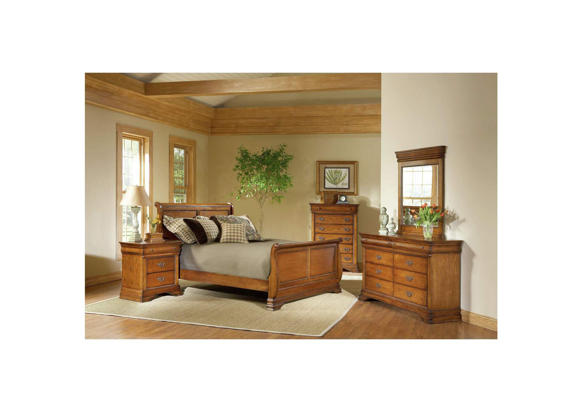 B4850 - 61F Shenandoah - King Sleigh Bed - Classic Oak image 1