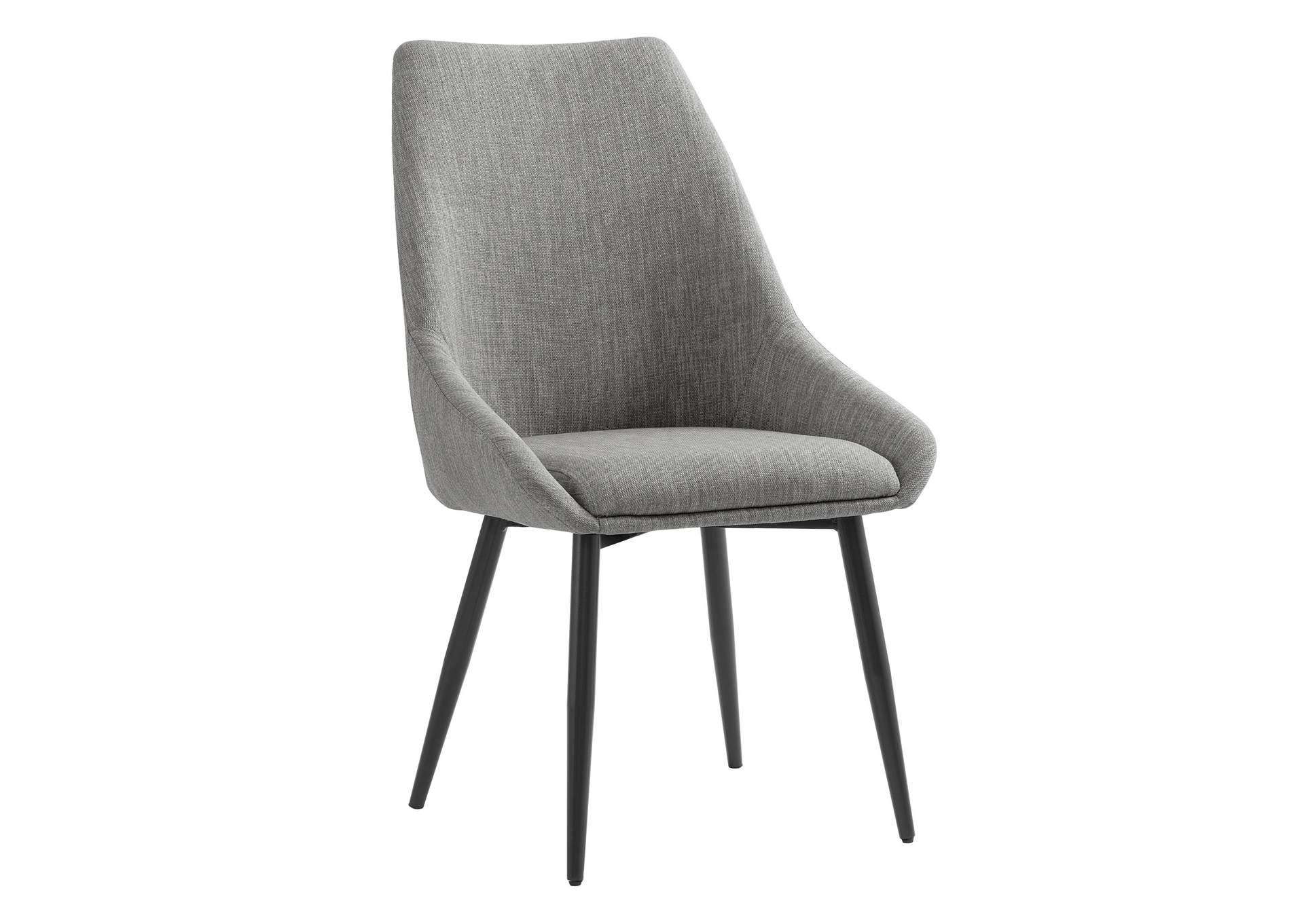Sherlyn Dining Side Chair With Grey Linen In Black 2 Per Carton