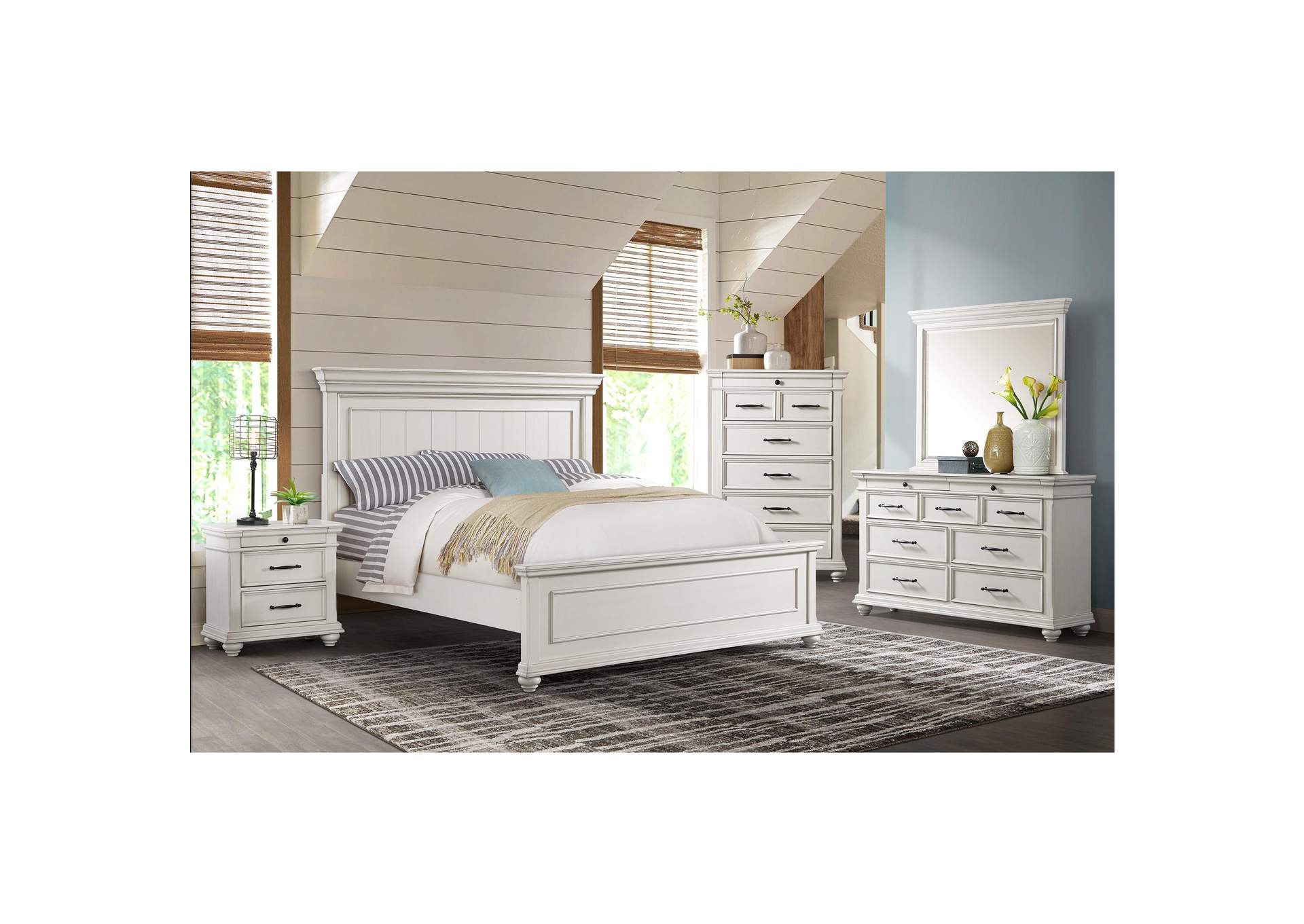 Slater Queen Panel Bed In Antique White image 1