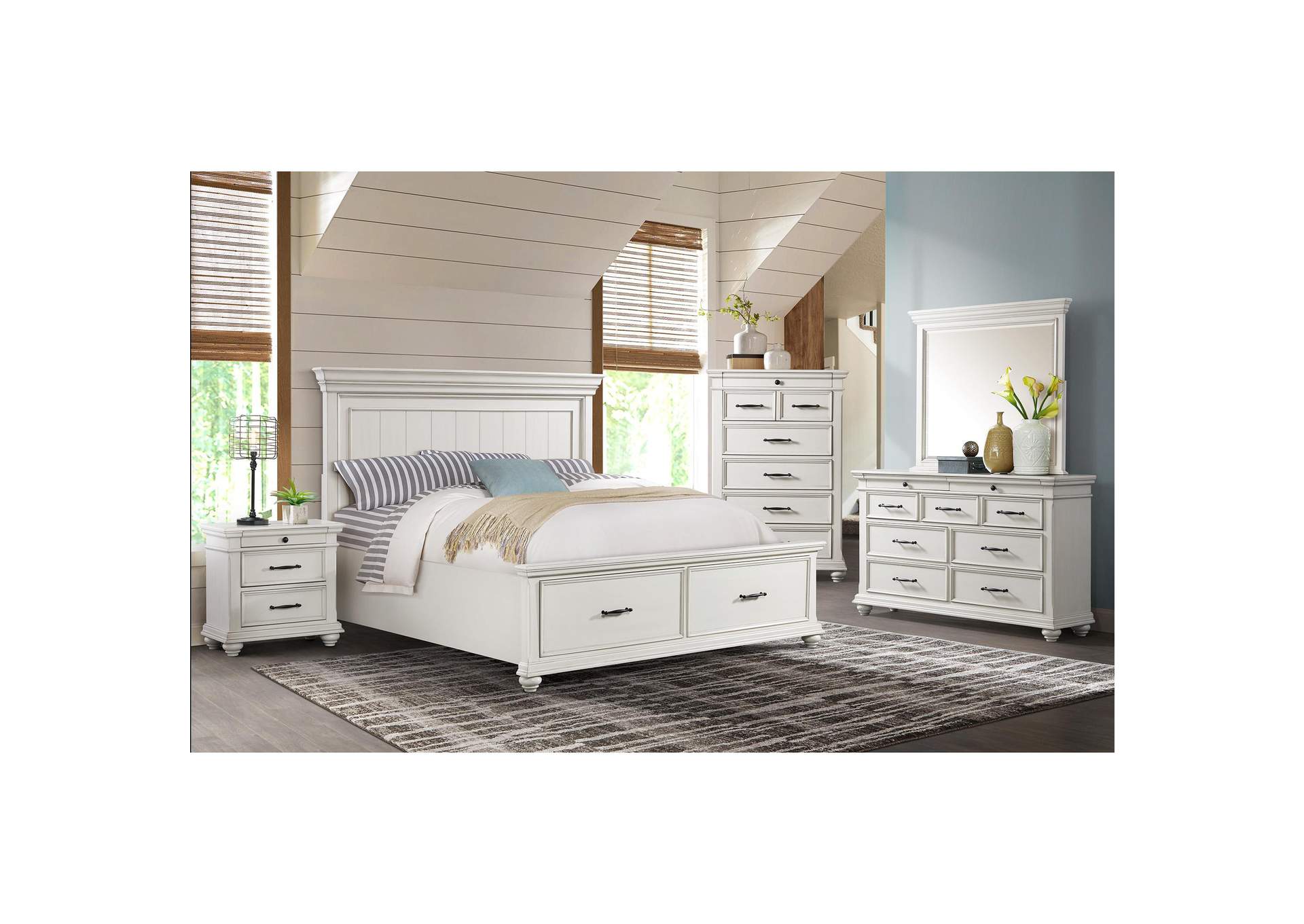 Slater King Bed In Antique White image 1