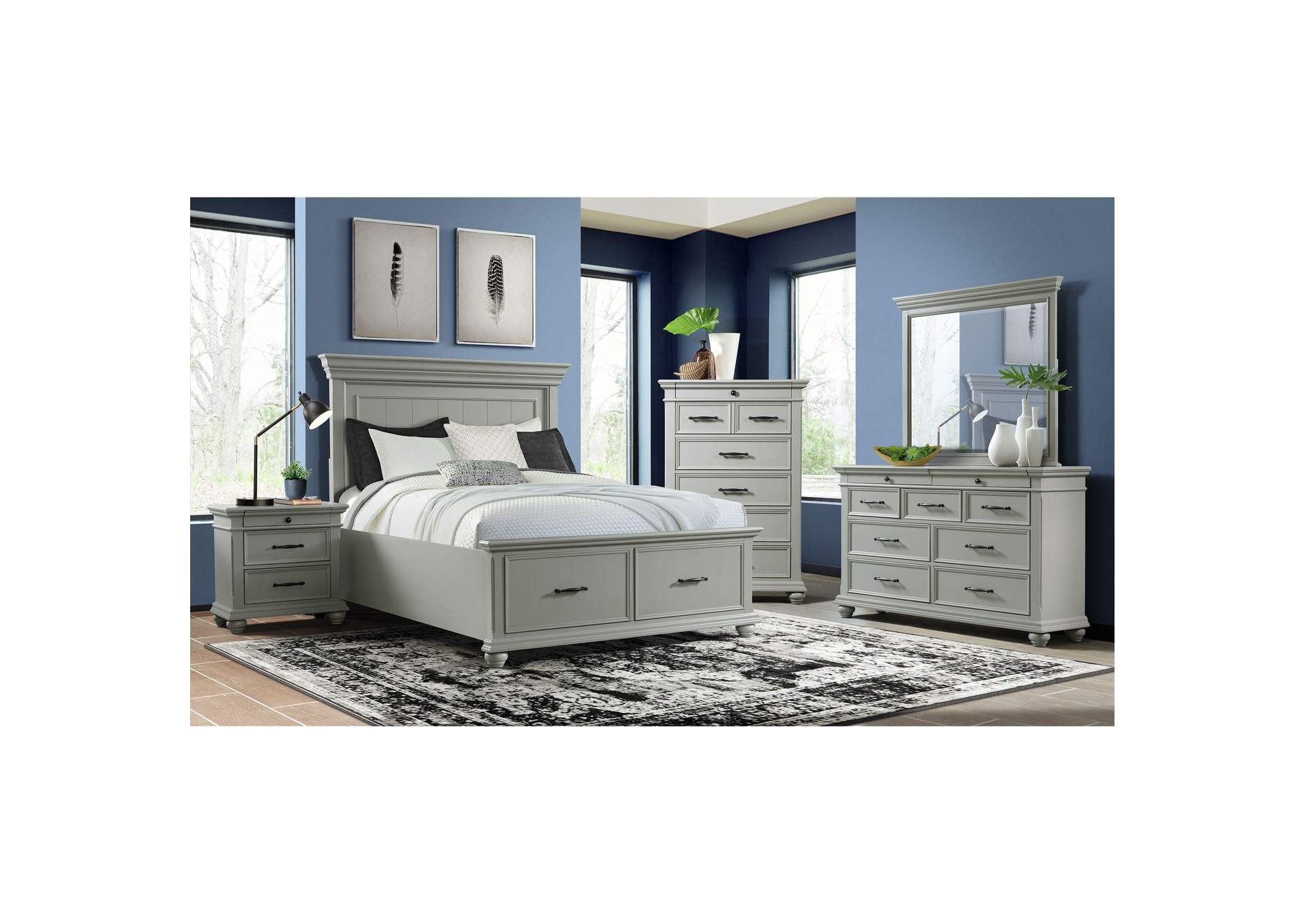 Slater Nightstand With USB Grey image 1