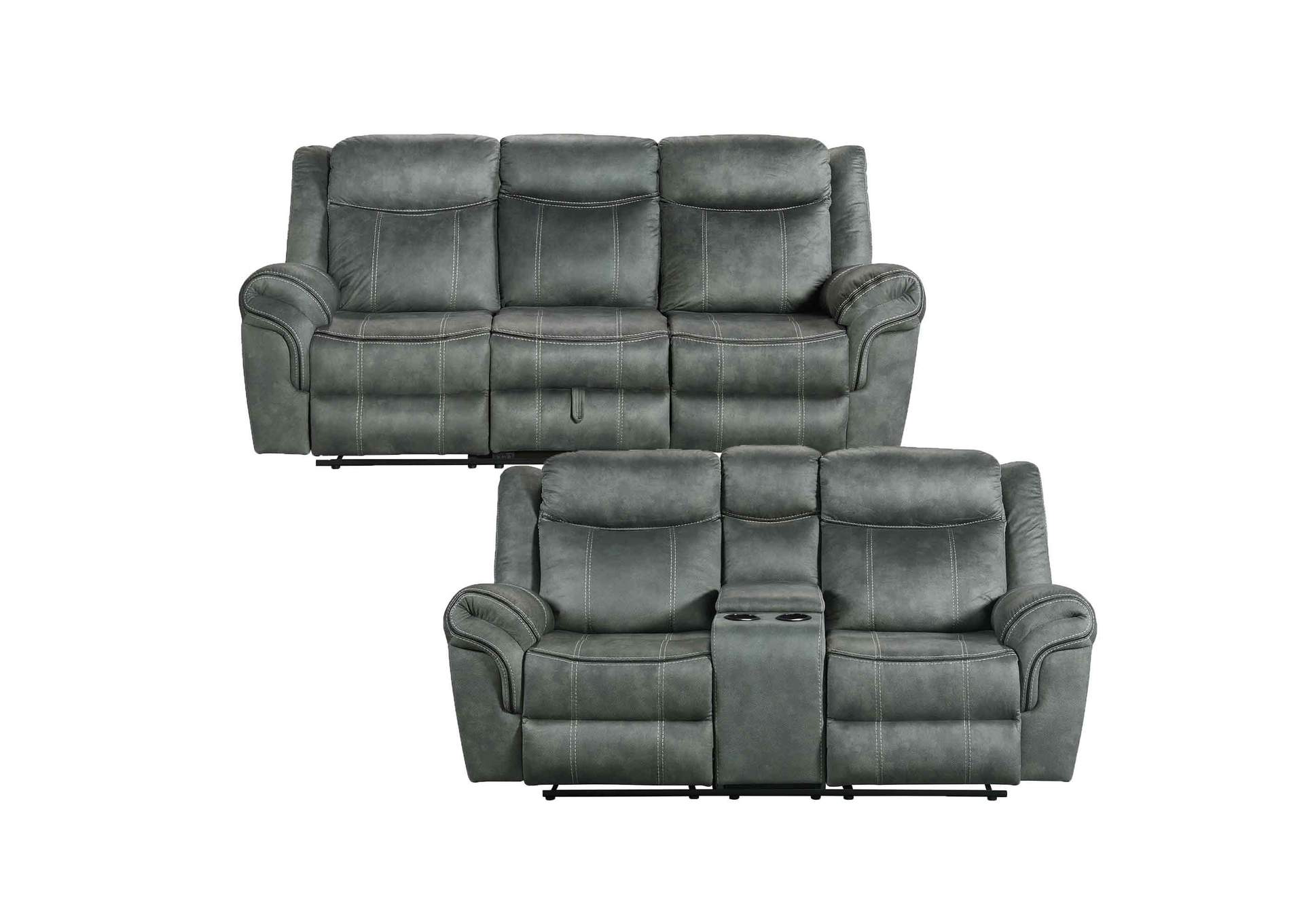 Sorrento 2 Piece Living Room Set In Fb367 Charcoal - Sofa Loveseat image 5