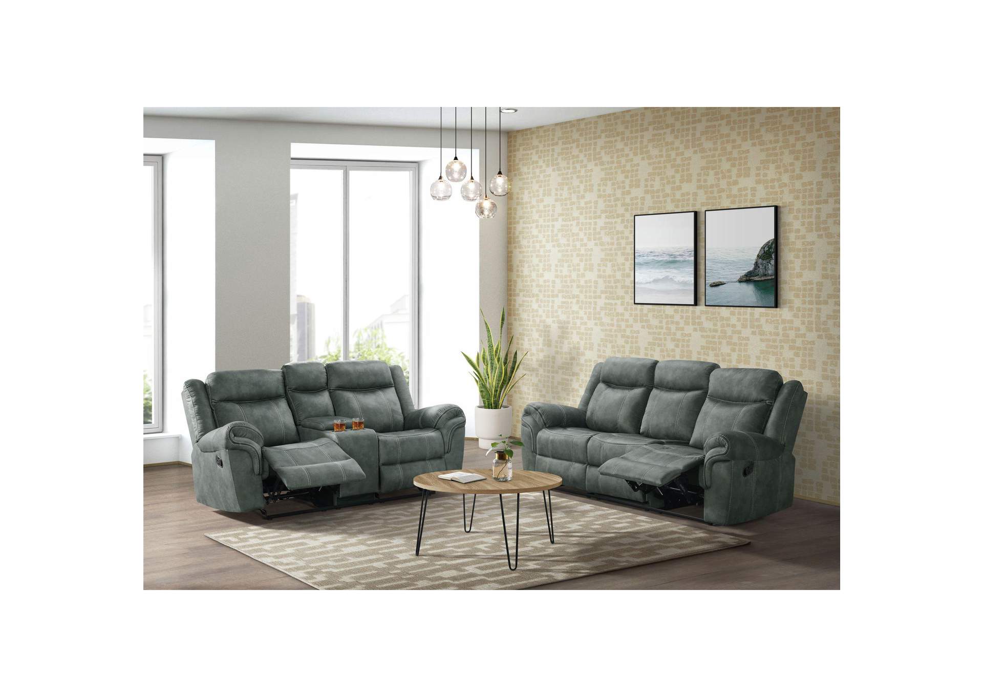 Sorrento Motion Loveseat With Console In Fb367 Charcoal image 1
