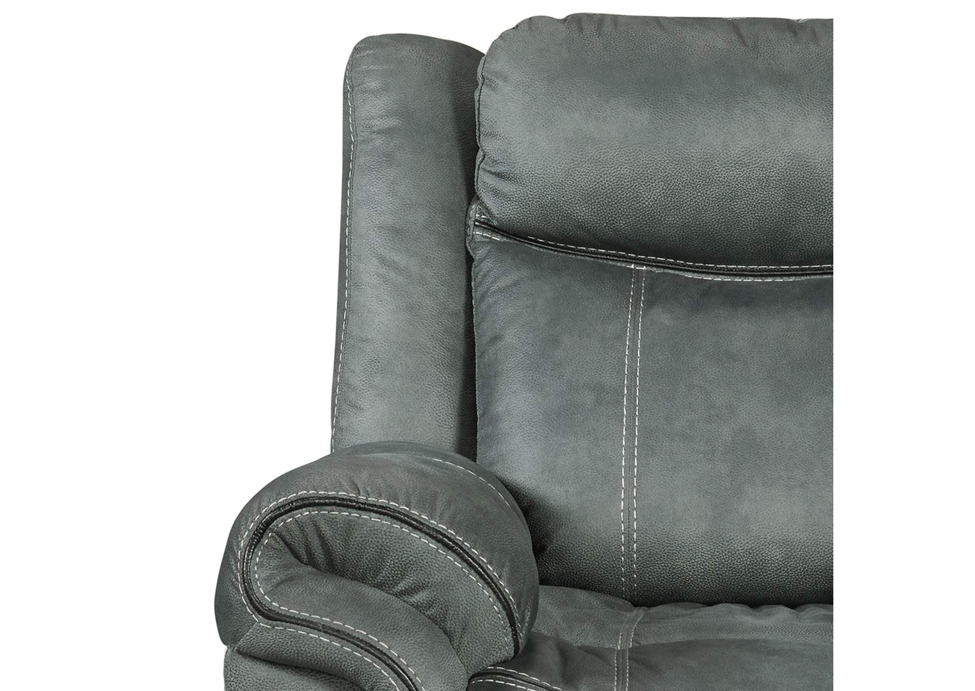 Sorrento 3 Piece Living Room Set In Fb367 Charcoal - Sofa Loveseat Recliner