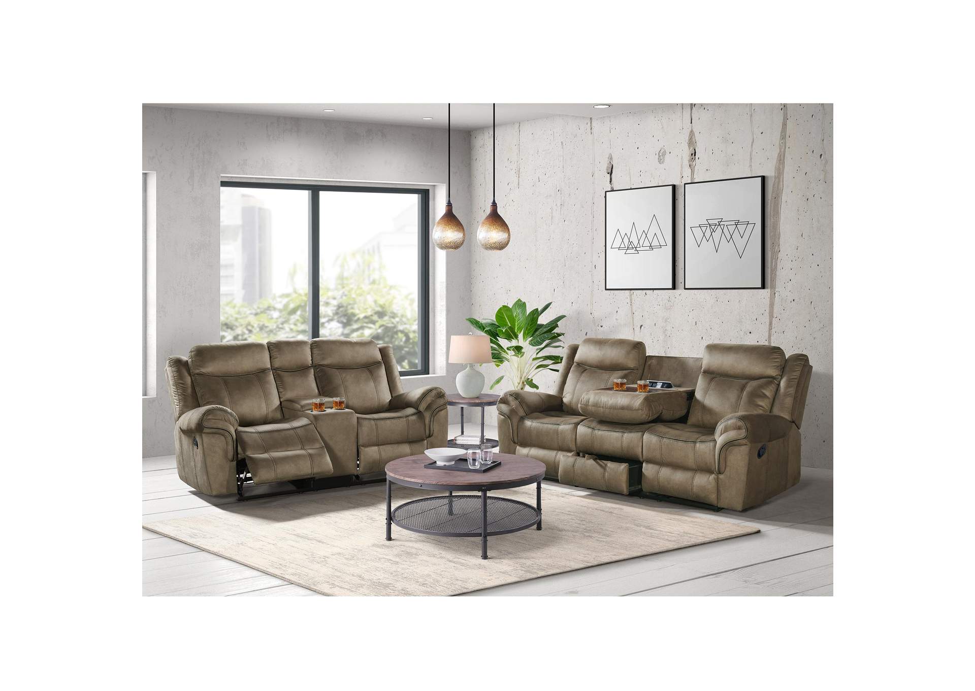 Sorrento Motion Loveseat With Console In T101 Brown image 1