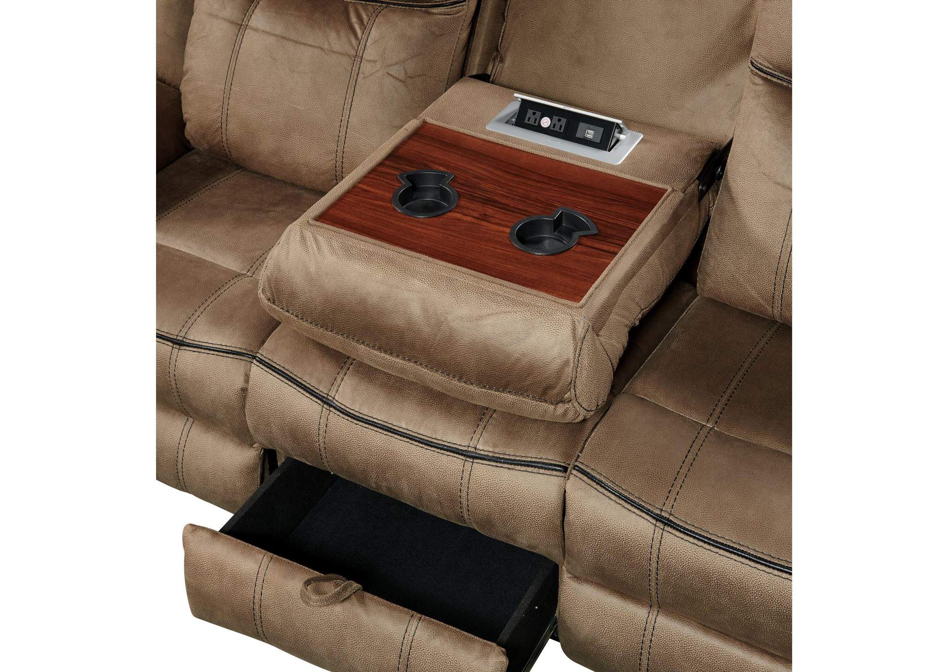 Sorrento Motion Sofa With Dropdown In T101 Brown image 6