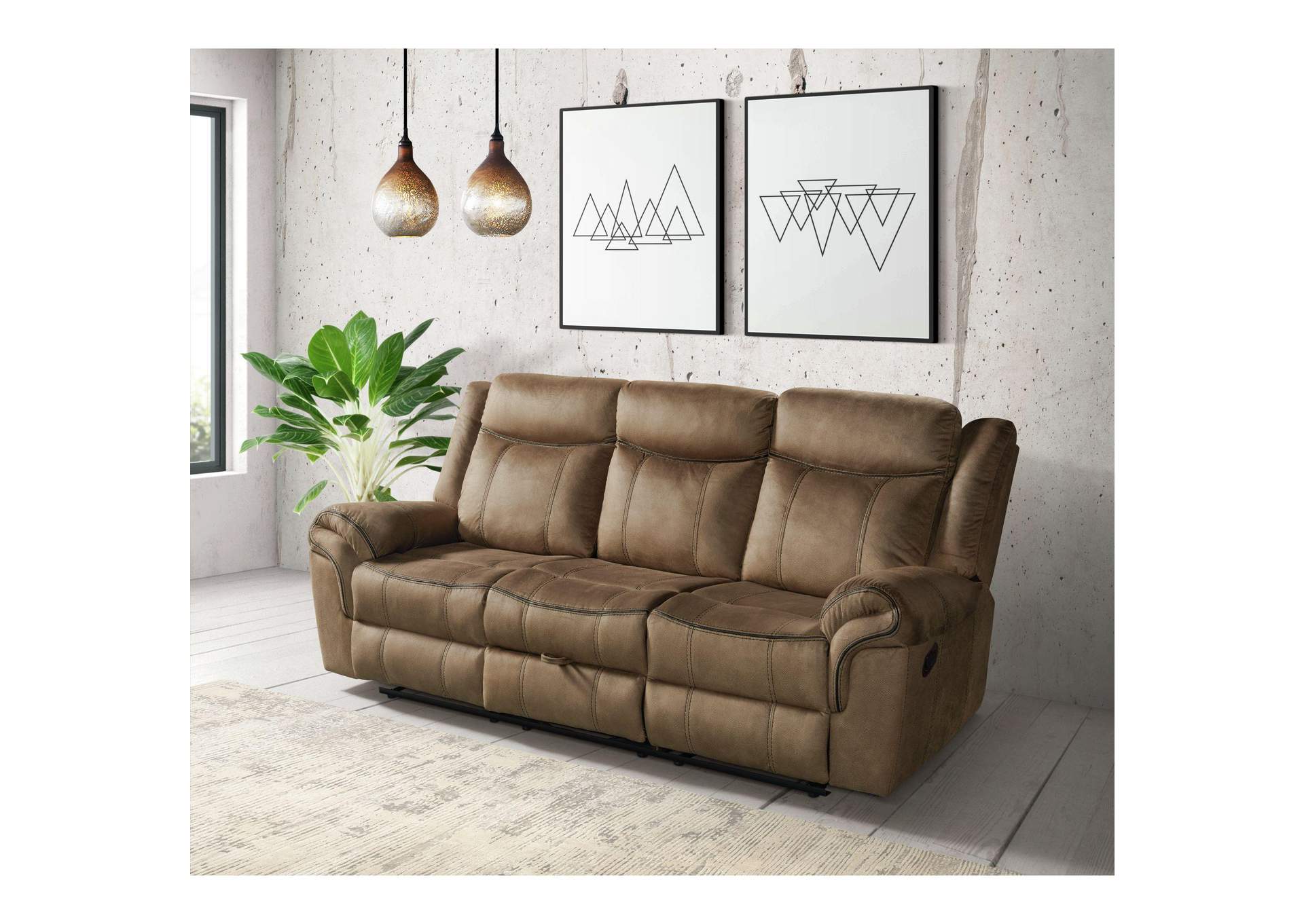 Sorrento Motion Sofa With Dropdown In T101 Brown image 1