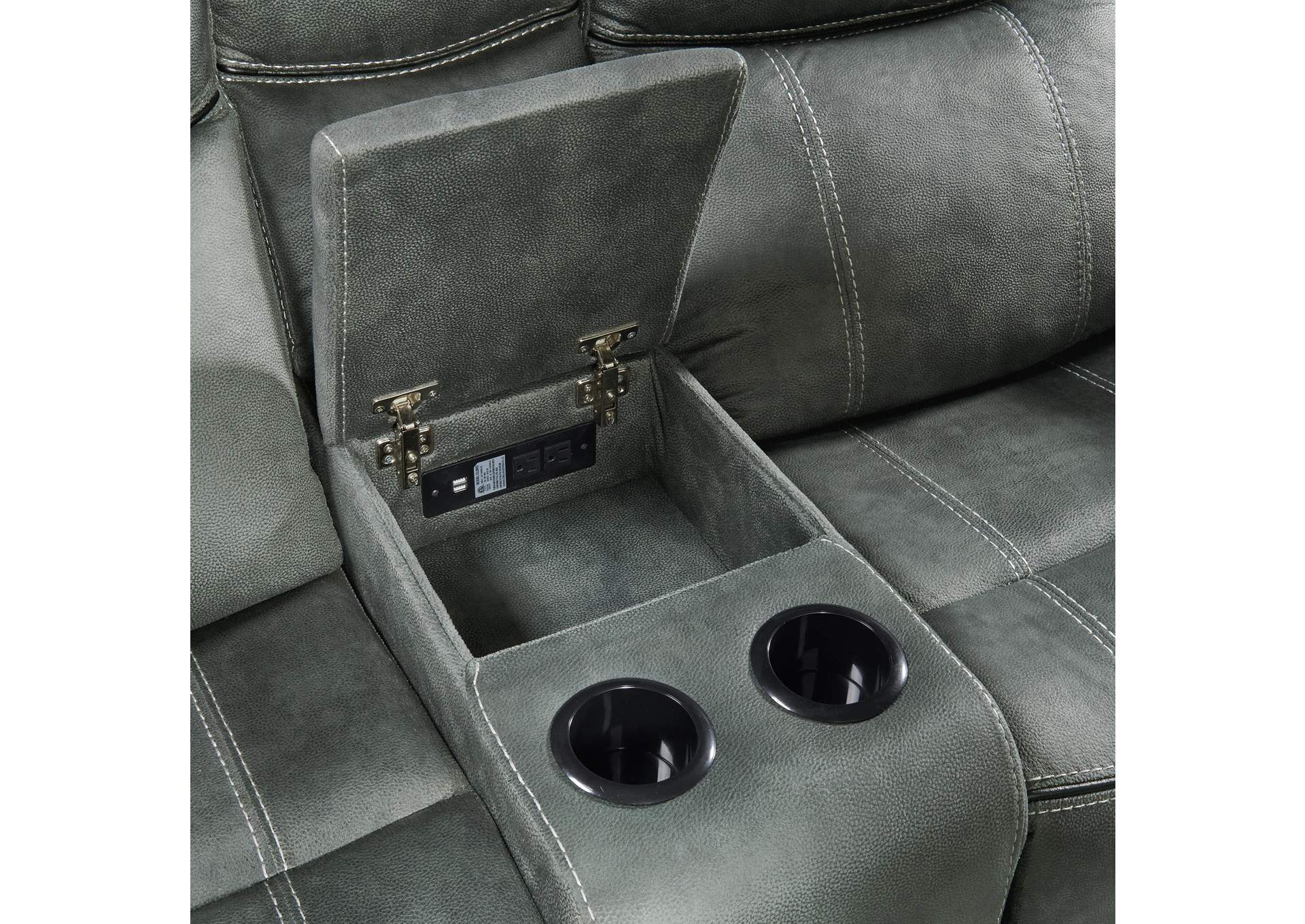 Sorrento Motion Loveseat With Console In Fb367 Charcoal image 6