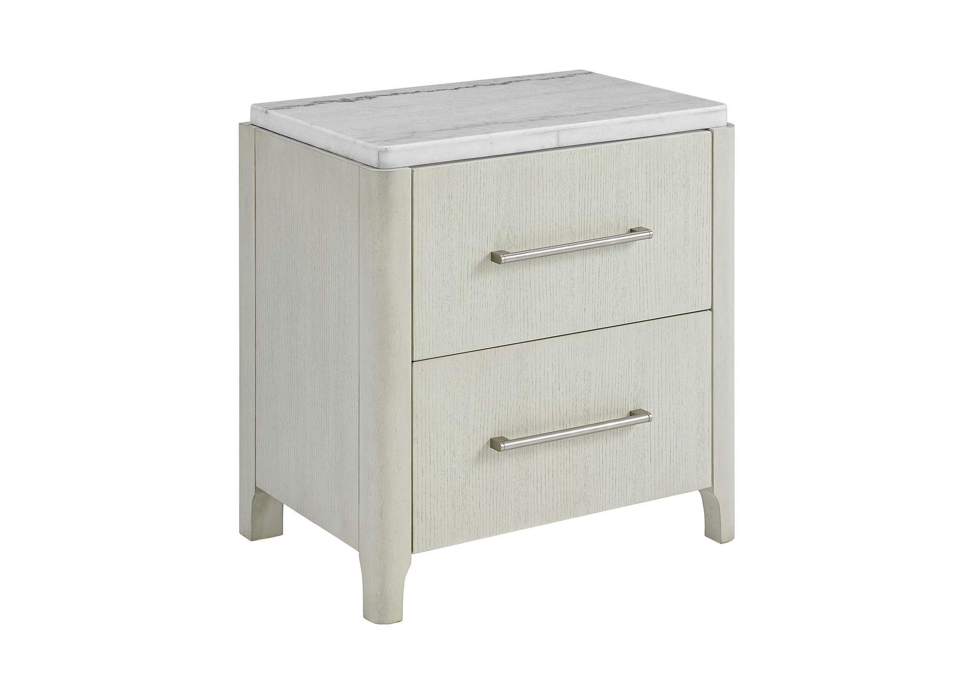 South Beach 2 - Drawer Nightstand With USB White Marble Top In Almond White image 3