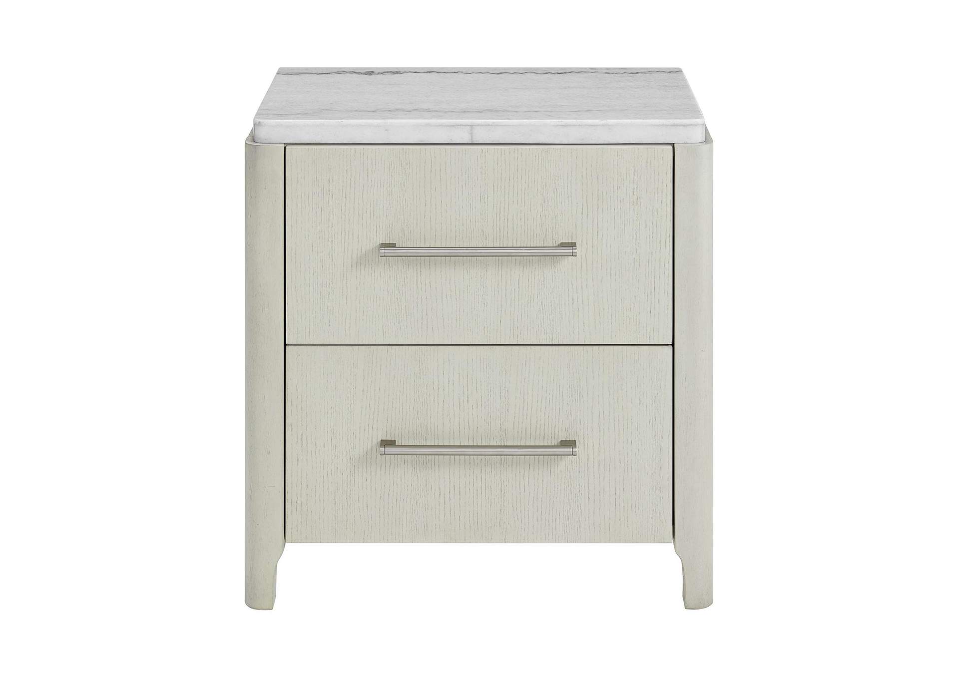 South Beach 2 - Drawer Nightstand With USB White Marble Top In Almond White image 4