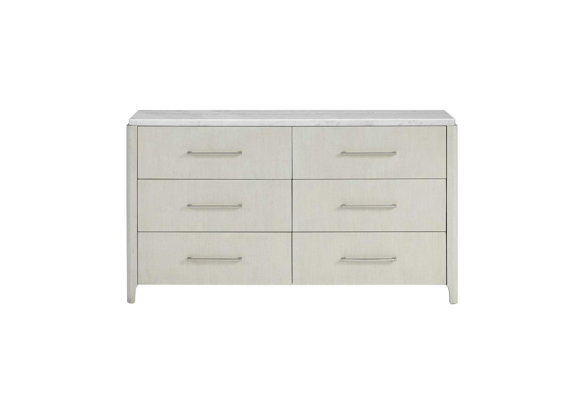 South Beach 6 - Drawer Dresser With White Marble Top In Almond White image 4