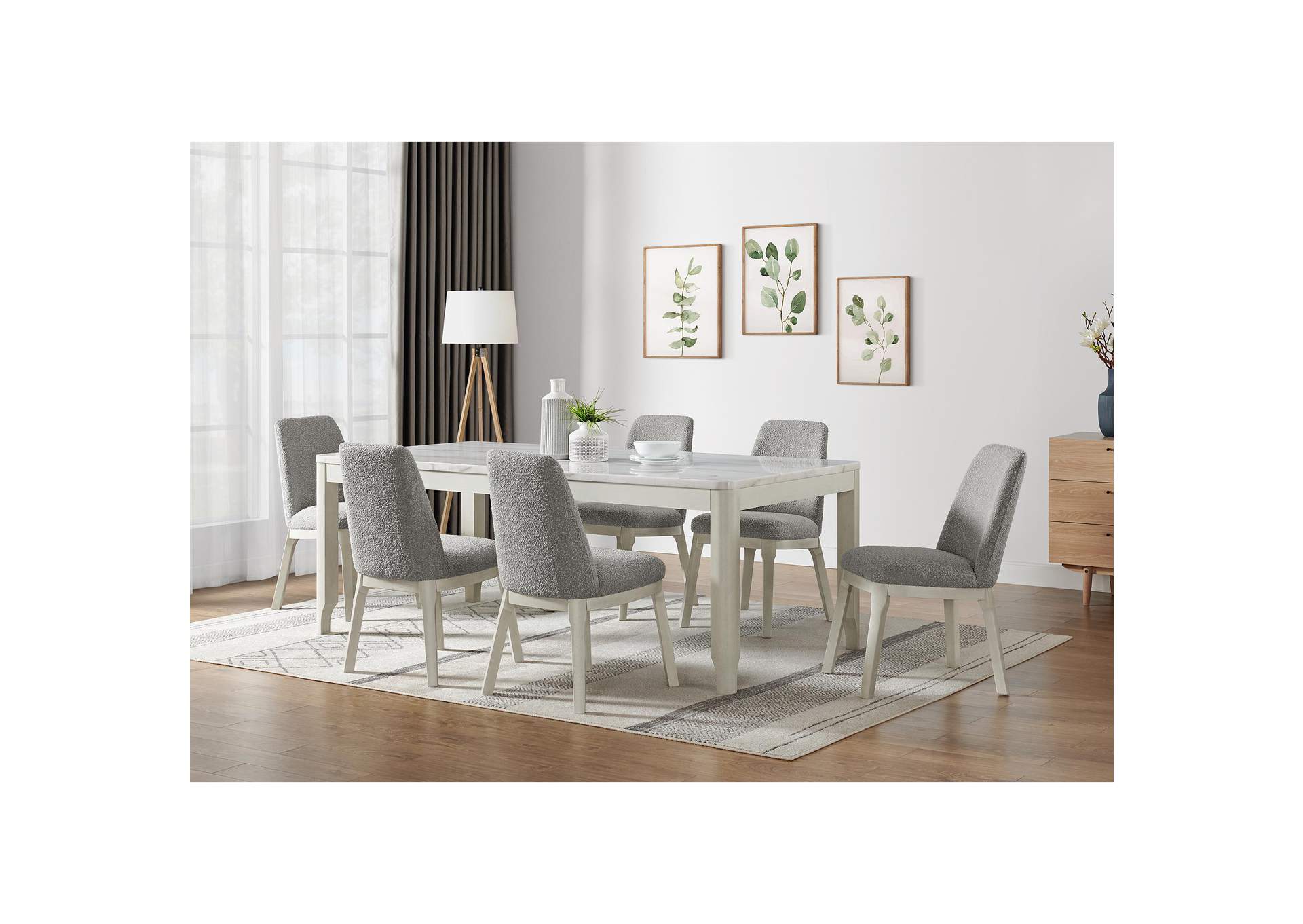 South Beach Dining Side Chair In Beige Boucle With Almond White 2 Per Carton image 1