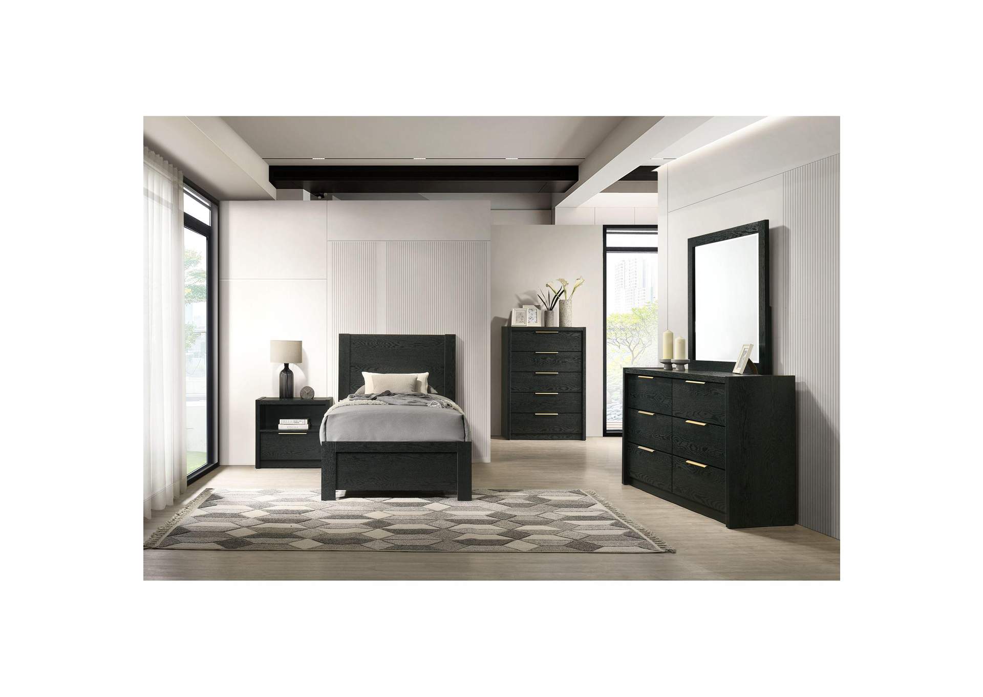 South Bend Twin Bed In Black image 1