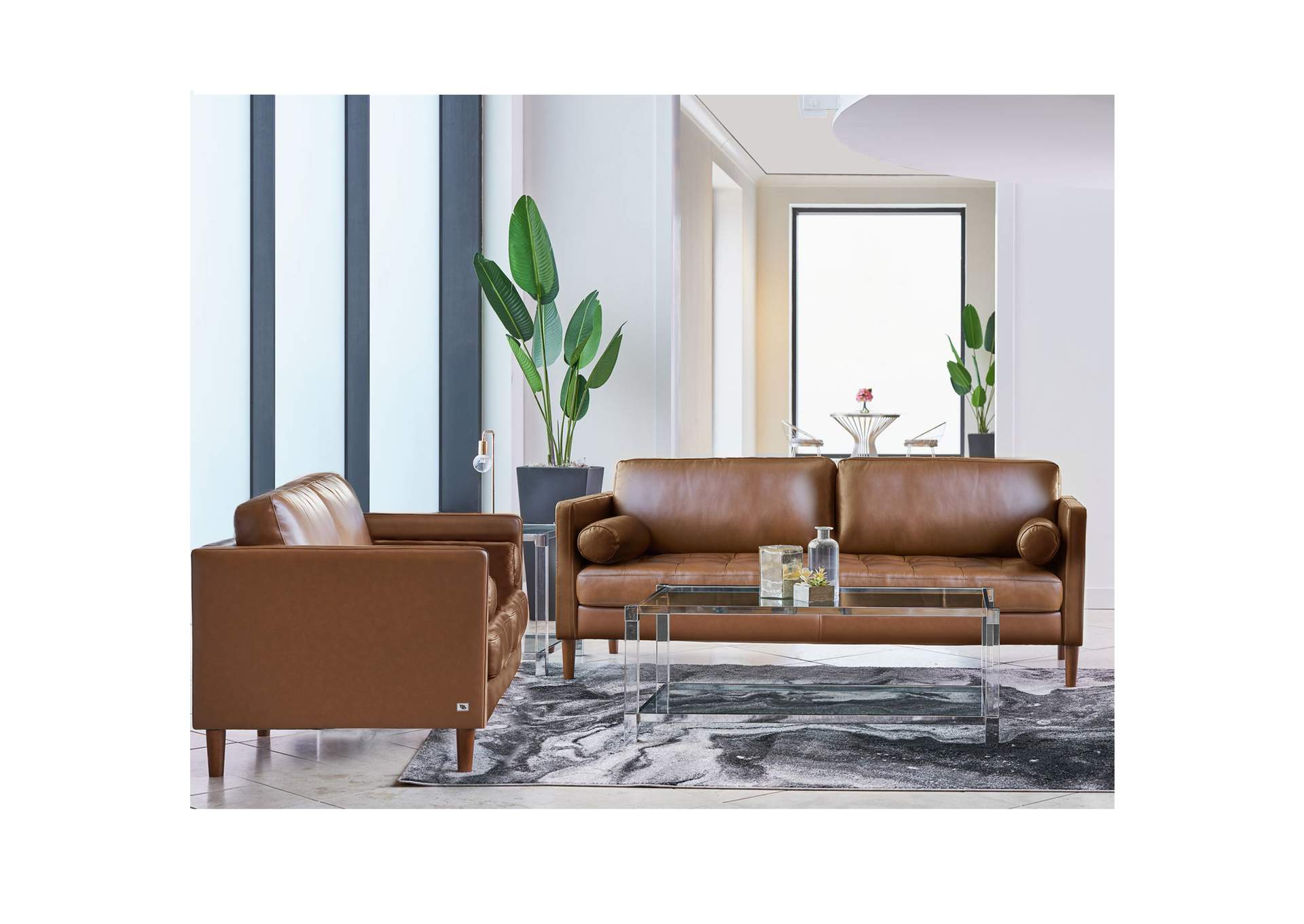 Stockholm 2 Piece Set - Sofa Loveseat In Fiero Tan