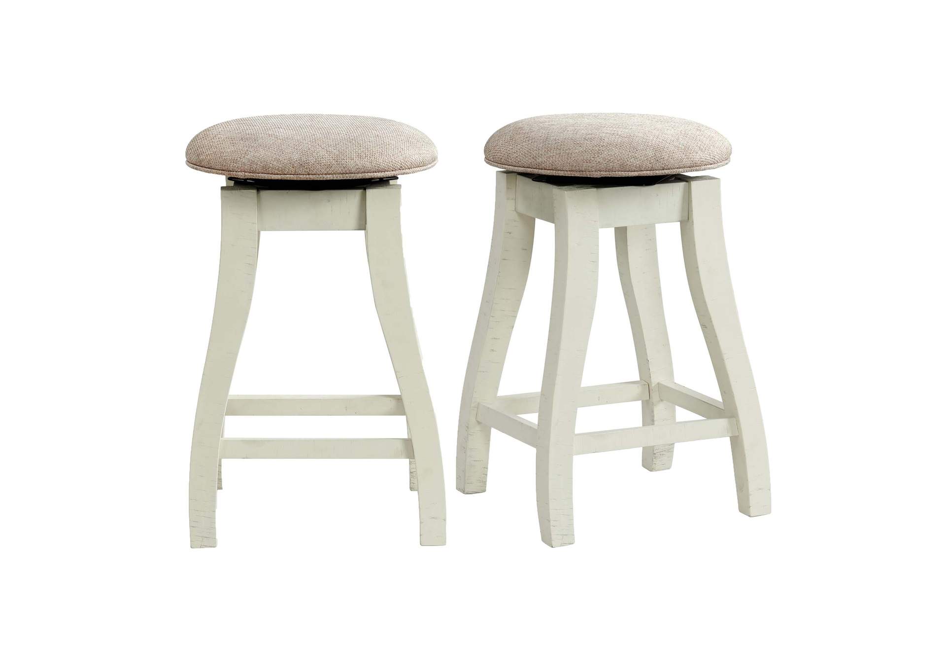 Stone 24 Counter Stool With Swivel With Fabric Seat In White 2 Per Carton