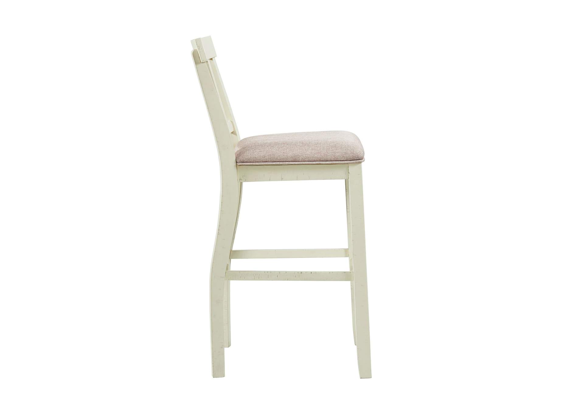 Stone 30 Bar Slat Back Stool With Fabric Seat In White 2 Per Carton