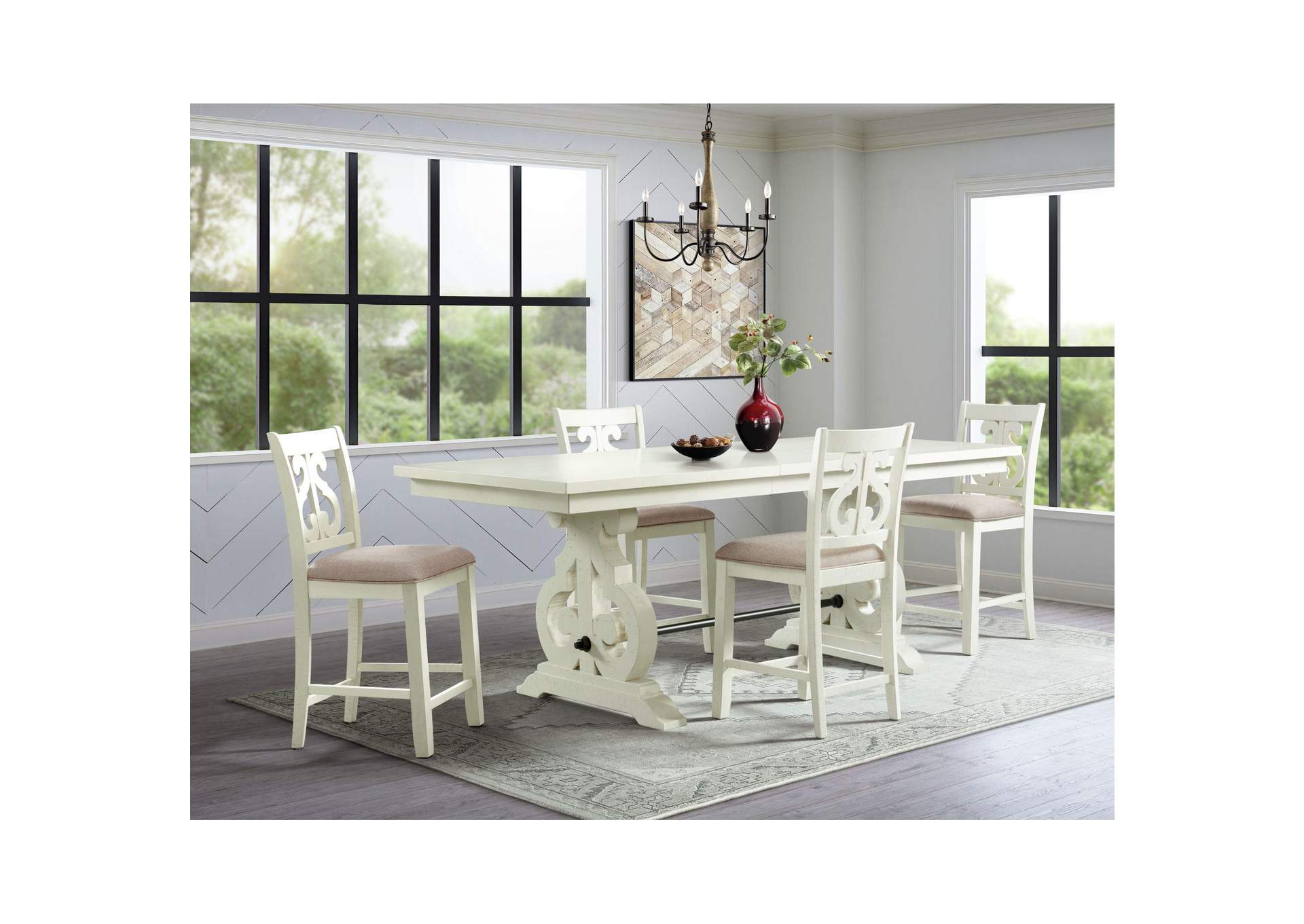 Stone Counter Wooden Swirl Back Side Chair In White 2 Per Pack image 1