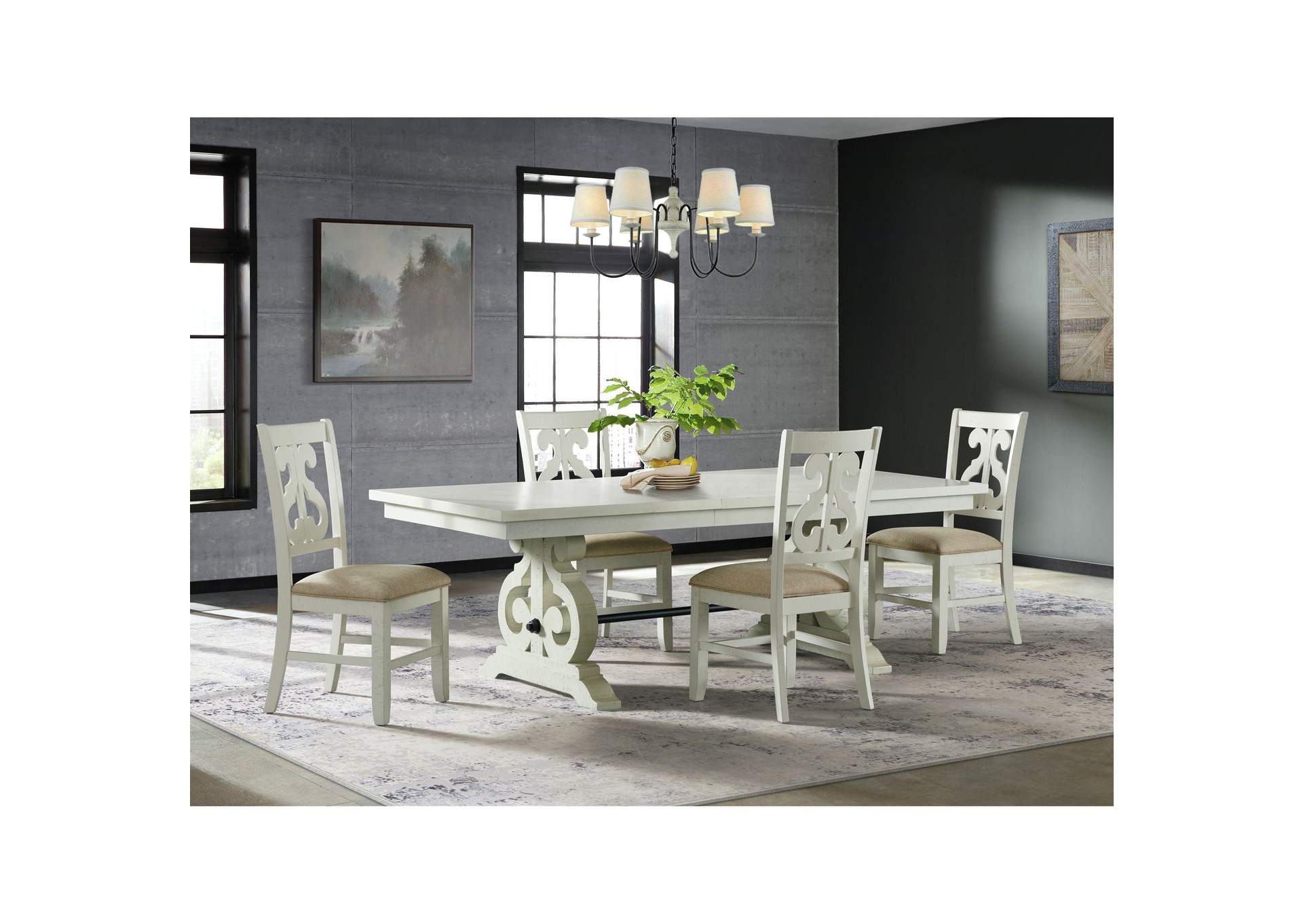 Stone Wooden Swirl Back Side Chair In White 2 Per Pack image 1