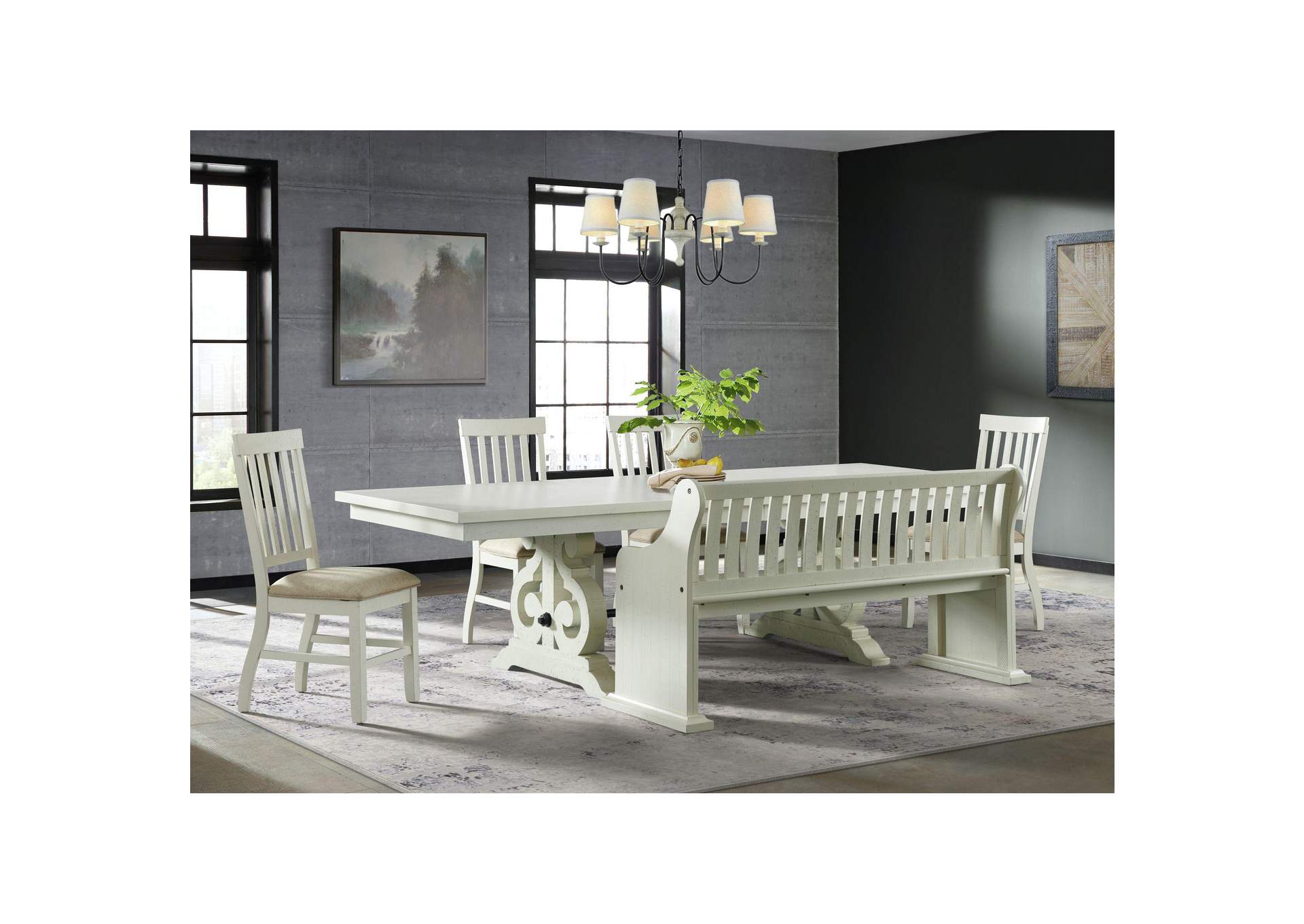 Stone Pew Bench In White image 1