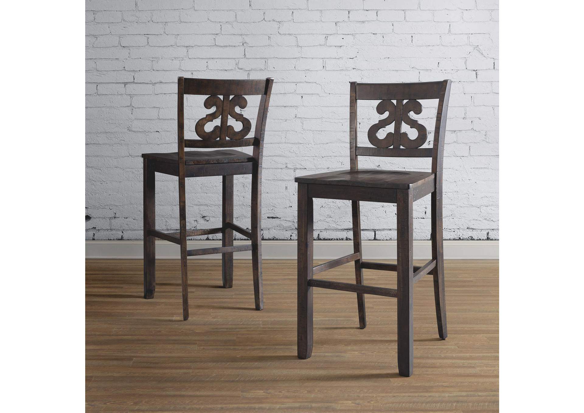Stone 30 Bar Scroll Back Stool With Wood Seat Charcoal 2 Per Carton image 1