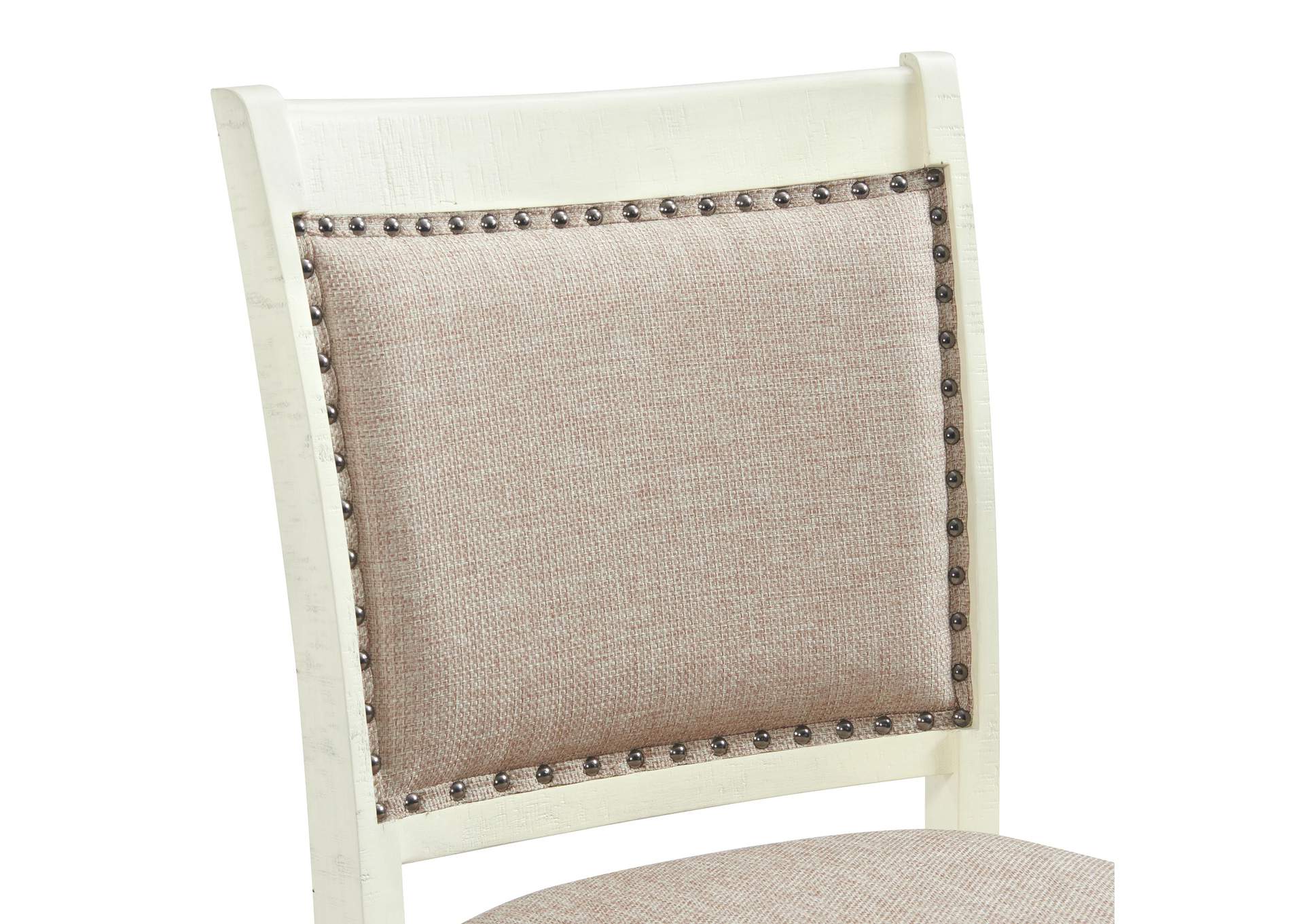 Stone 5 Piece Counter Height Dining Set In White - Table Four Fabric Swirl Back Chairs