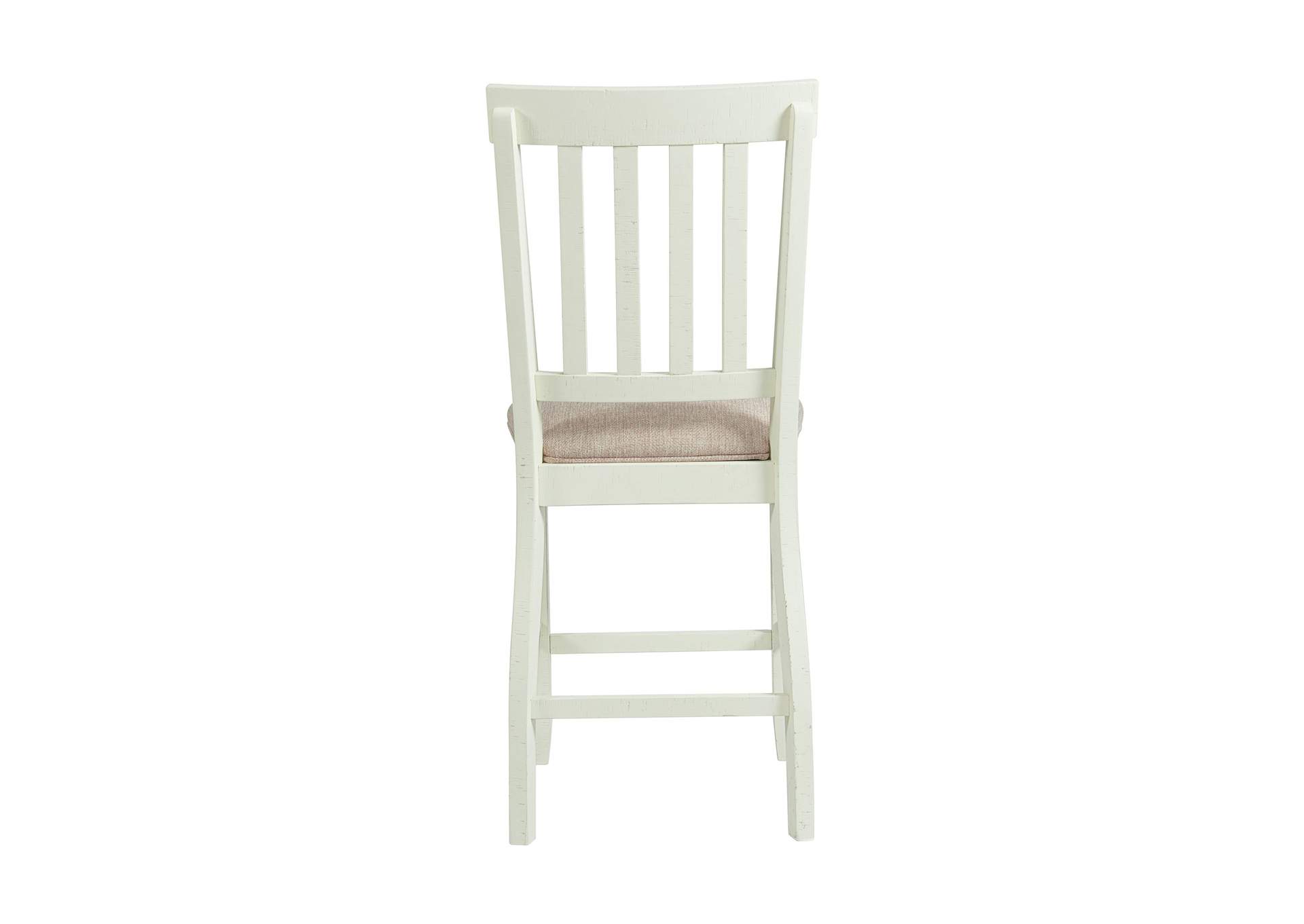Stone Counter Wooden Slat Back Counter Side Chair In White 2 Per Pack