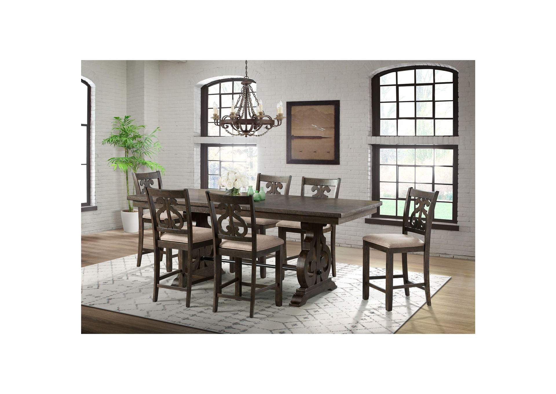 Stone Counter Wooden Swirl Back Side Chair Charcoal 2 Per Pack image 1