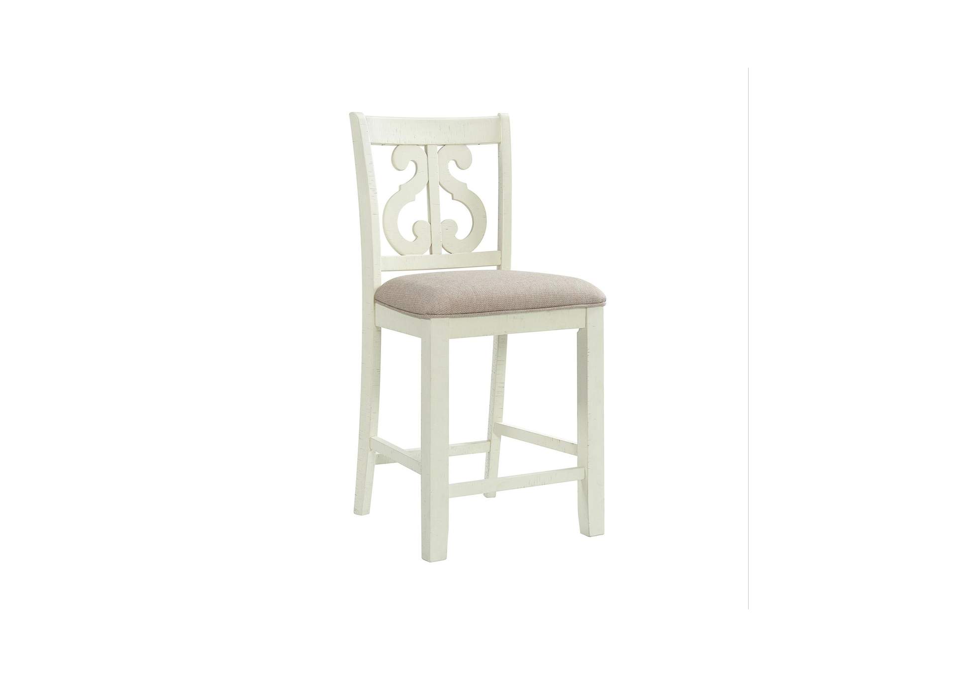 Stone Counter Wooden Swirl Back Side Chair In White 2 Per Pack image 4