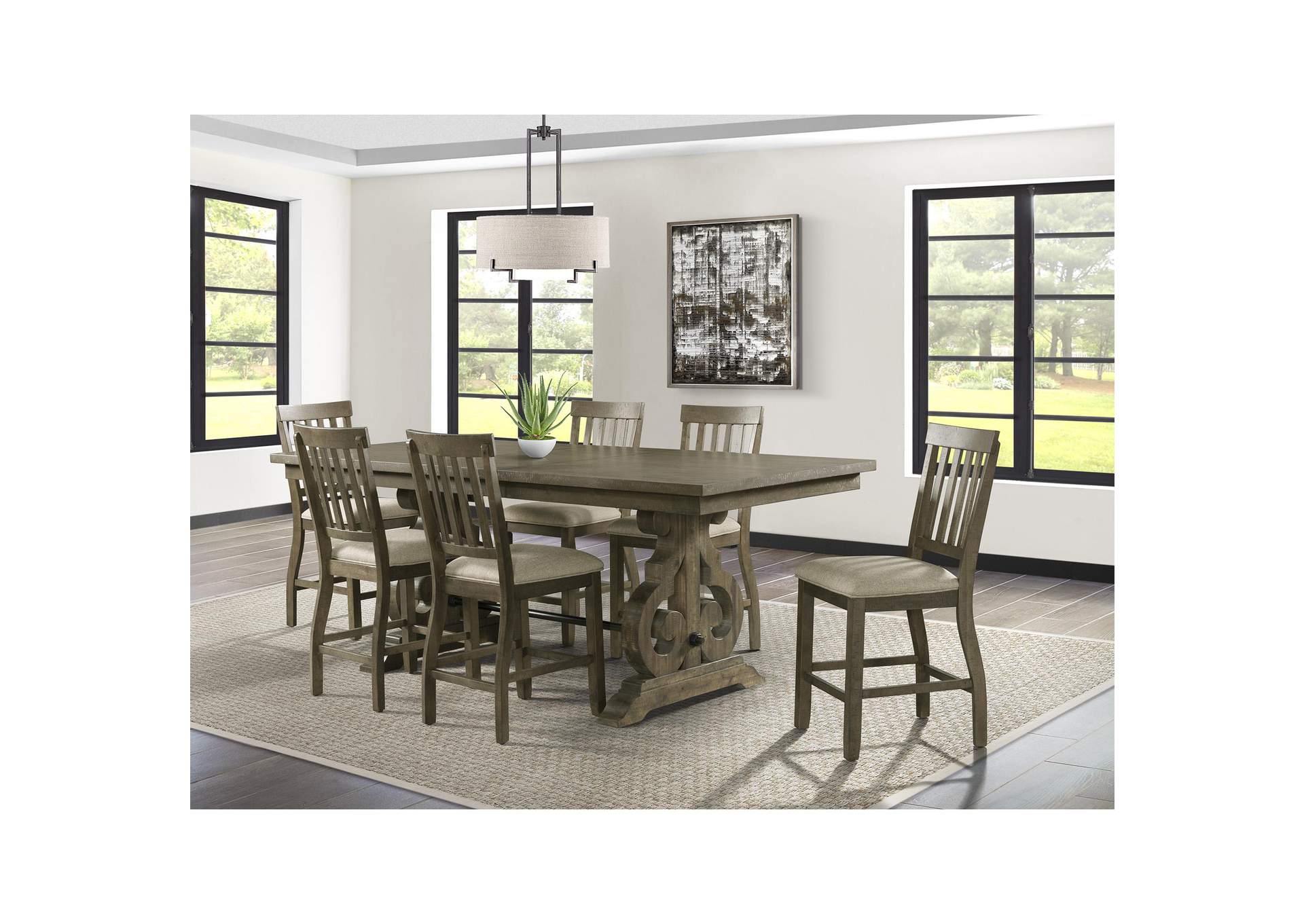 Stone Counter Wooden Slat Back Counter Side Chair Grey 2 Per Pack image 1