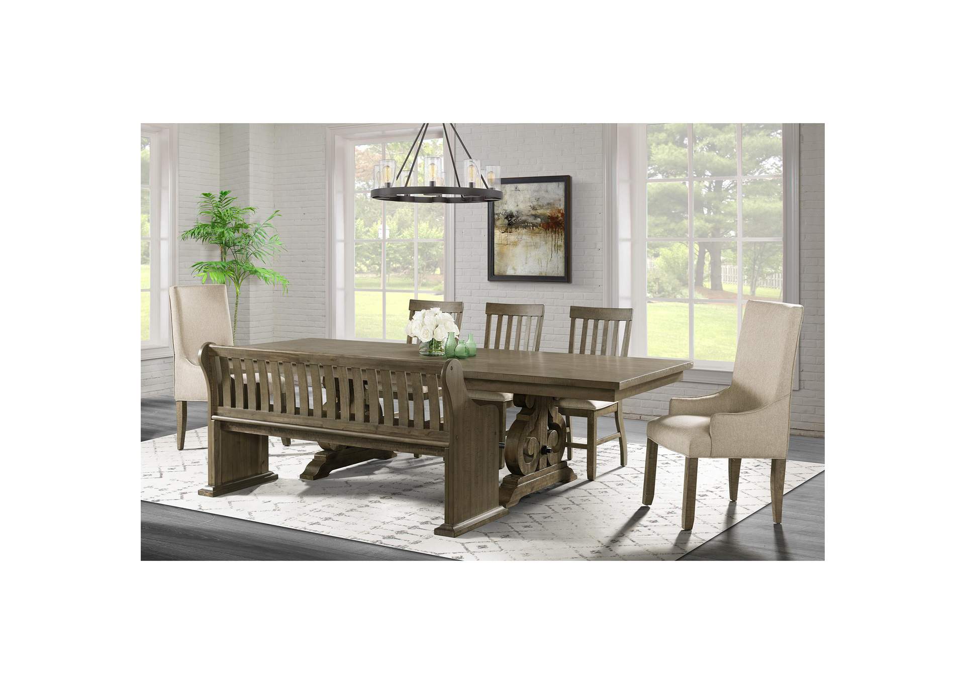 Stone Pew Bench Gray Finish image 1