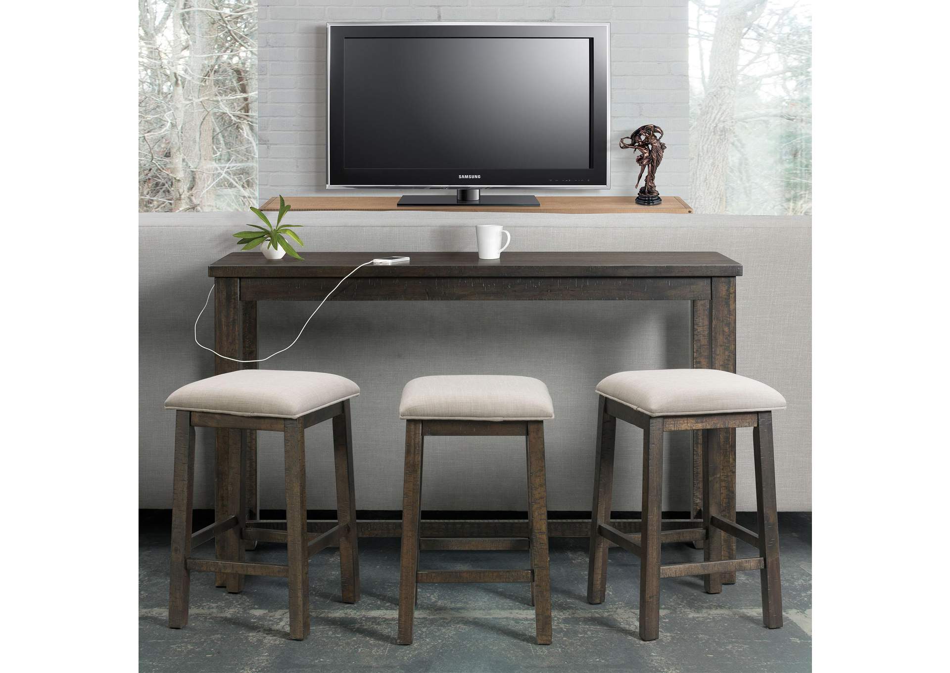 Stone Occasional Bar Table Single Pack Table Three Stools image 1
