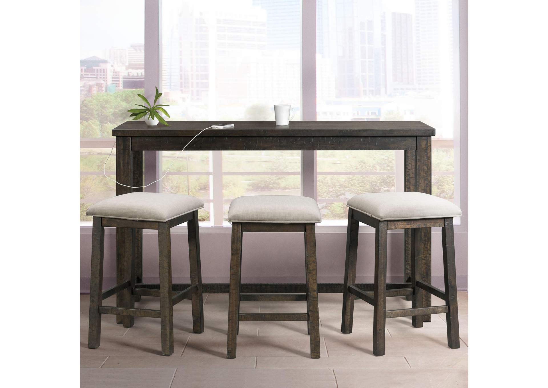 Stone Occasional Bar Table Single Pack Table Three Stools 3A image 1