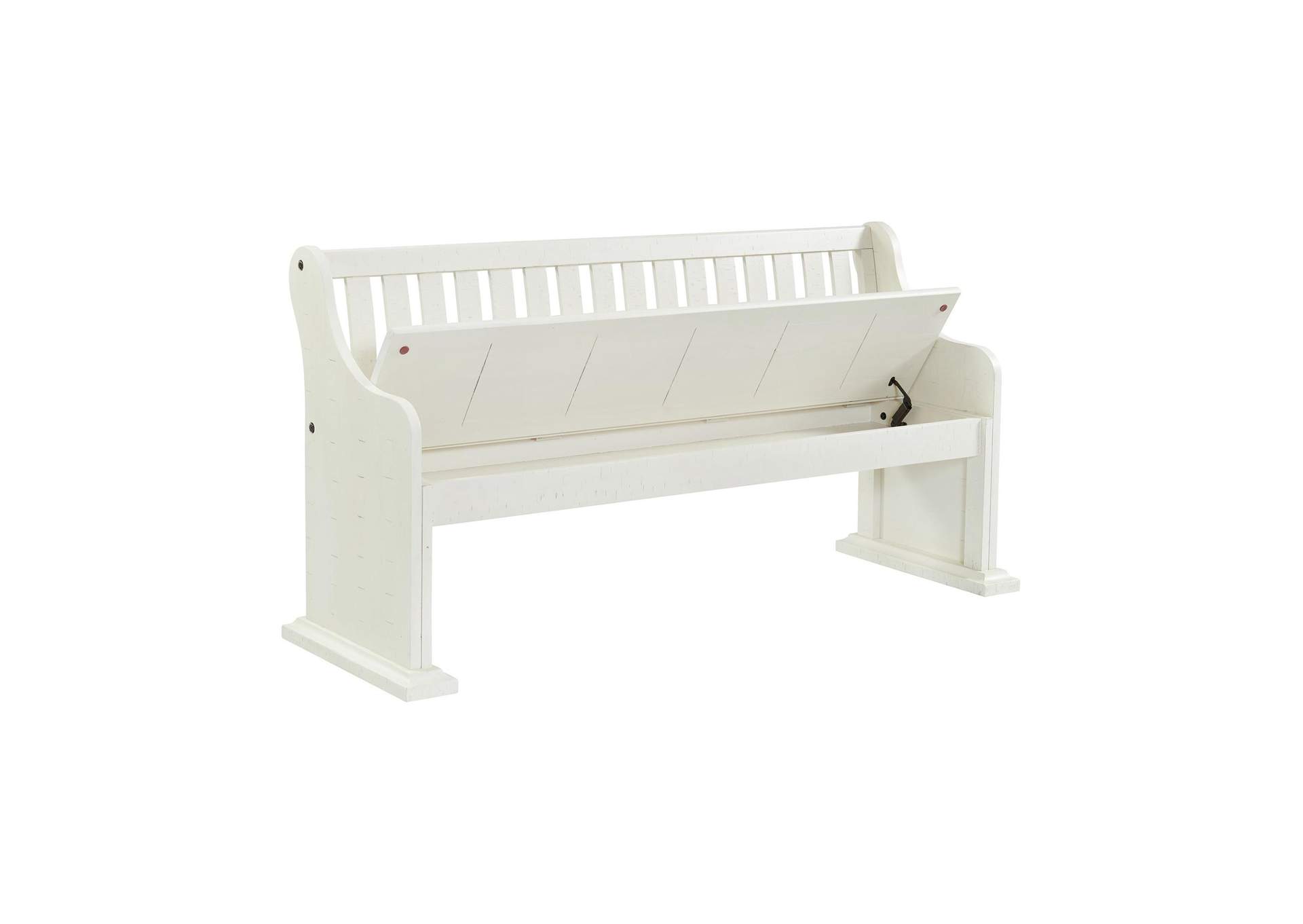 Stone Pew Bench With Storage In White image 7