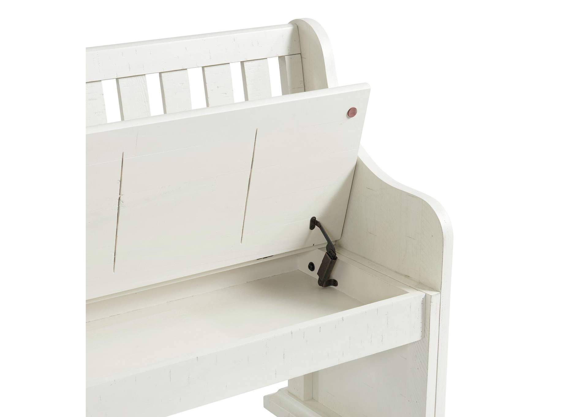 Stone Pew Bench With Storage In White image 4