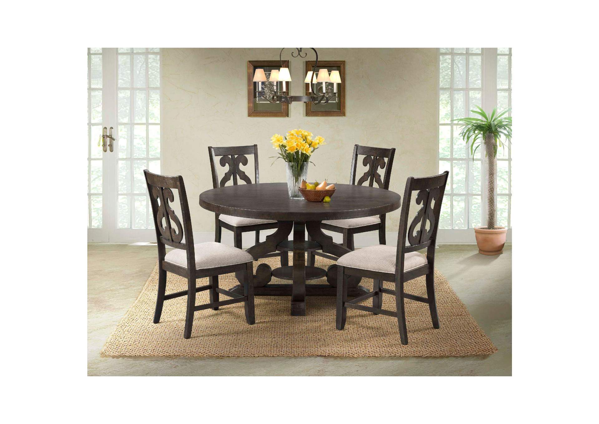 Stone Wooden Swirl Back Side Chair 2 Per Pack image 1