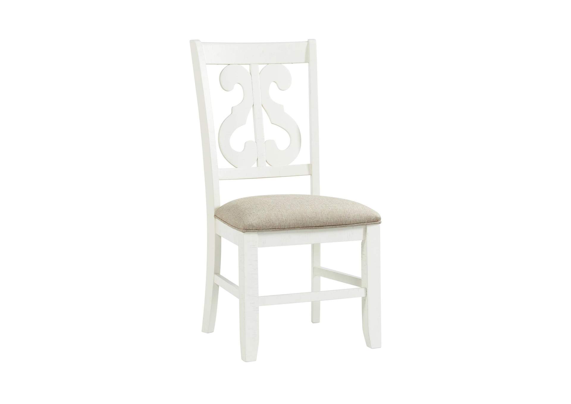Stone Wooden Swirl Back Side Chair In White 2 Per Pack image 7