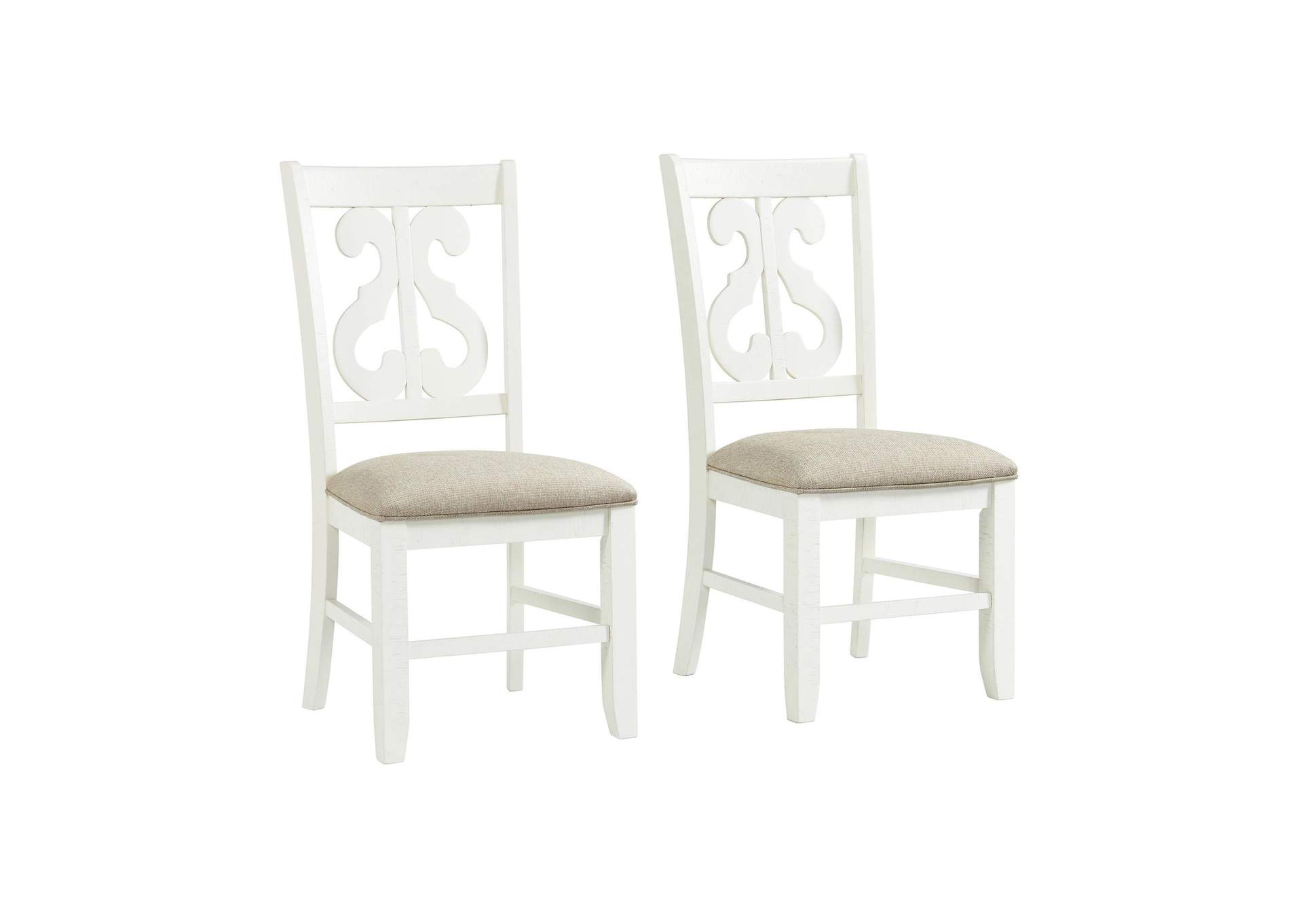 Stone Wooden Swirl Back Side Chair In White 2 Per Pack image 3
