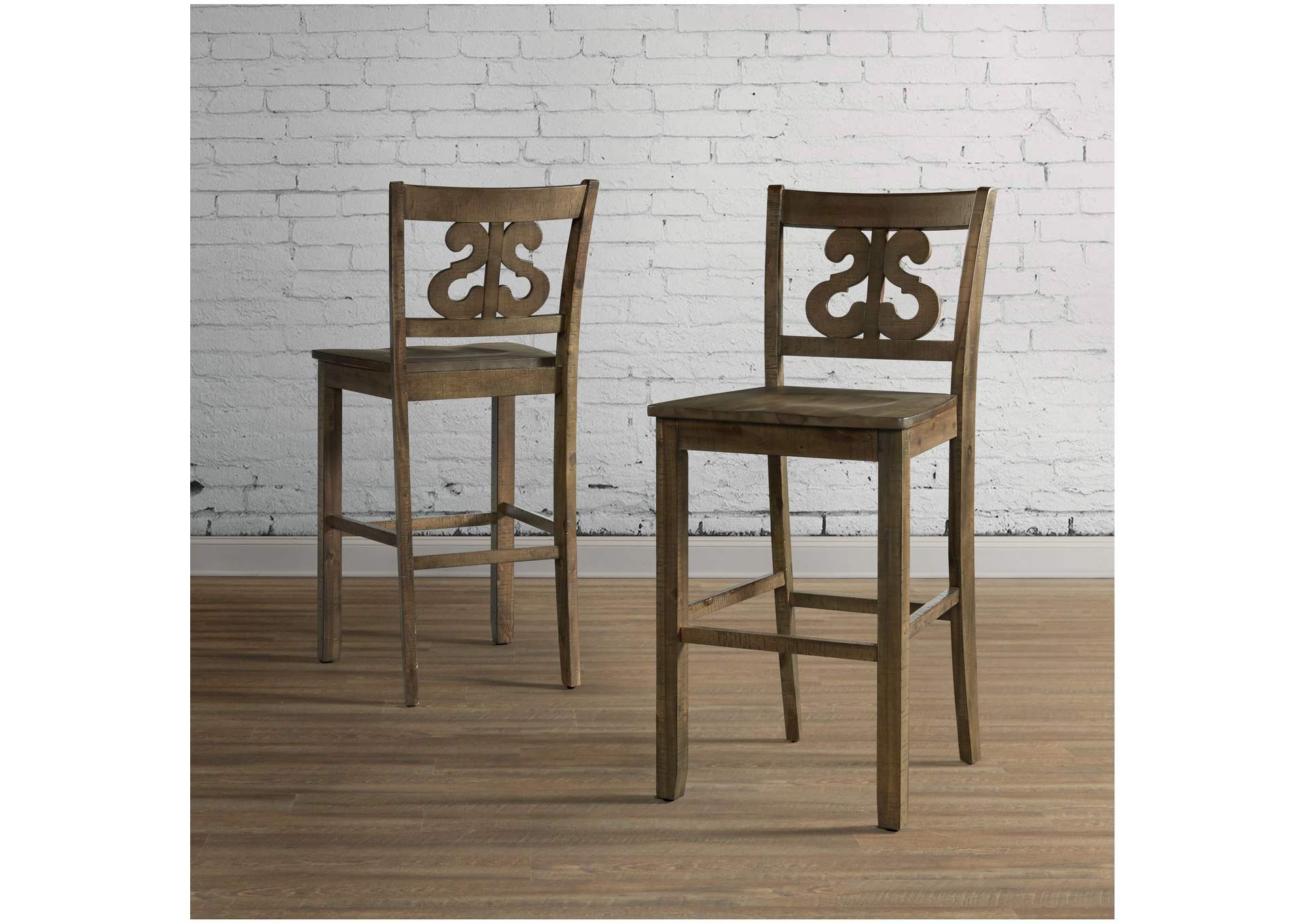 Stone 30 Bar Scroll Back Stool With Wood Seat Grey 2 Per Carton